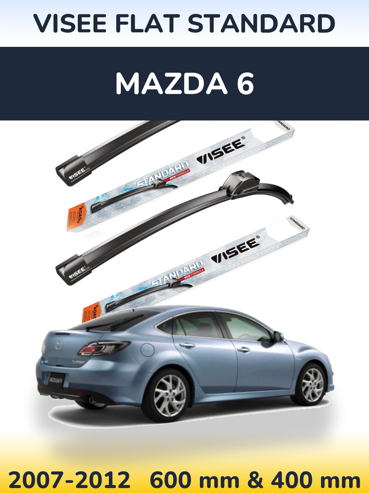 Комплект передних дворников VISEE FLAT STANDARD 600 & 400 мм для Mazda 6 2007-2012