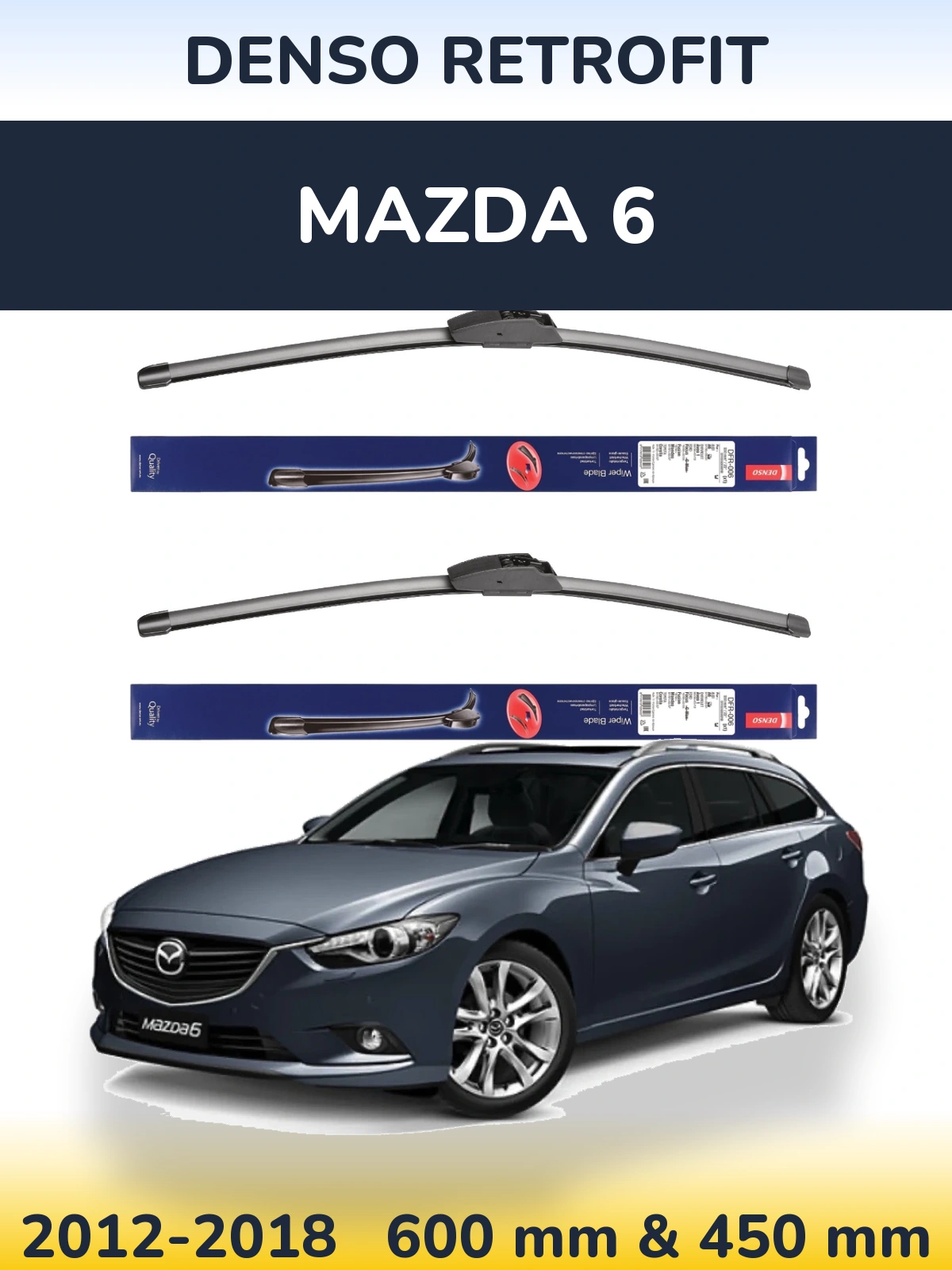 Комплект передних дворников Denso Retrofit 600 & 450 мм для Mazda 6 2012-2018