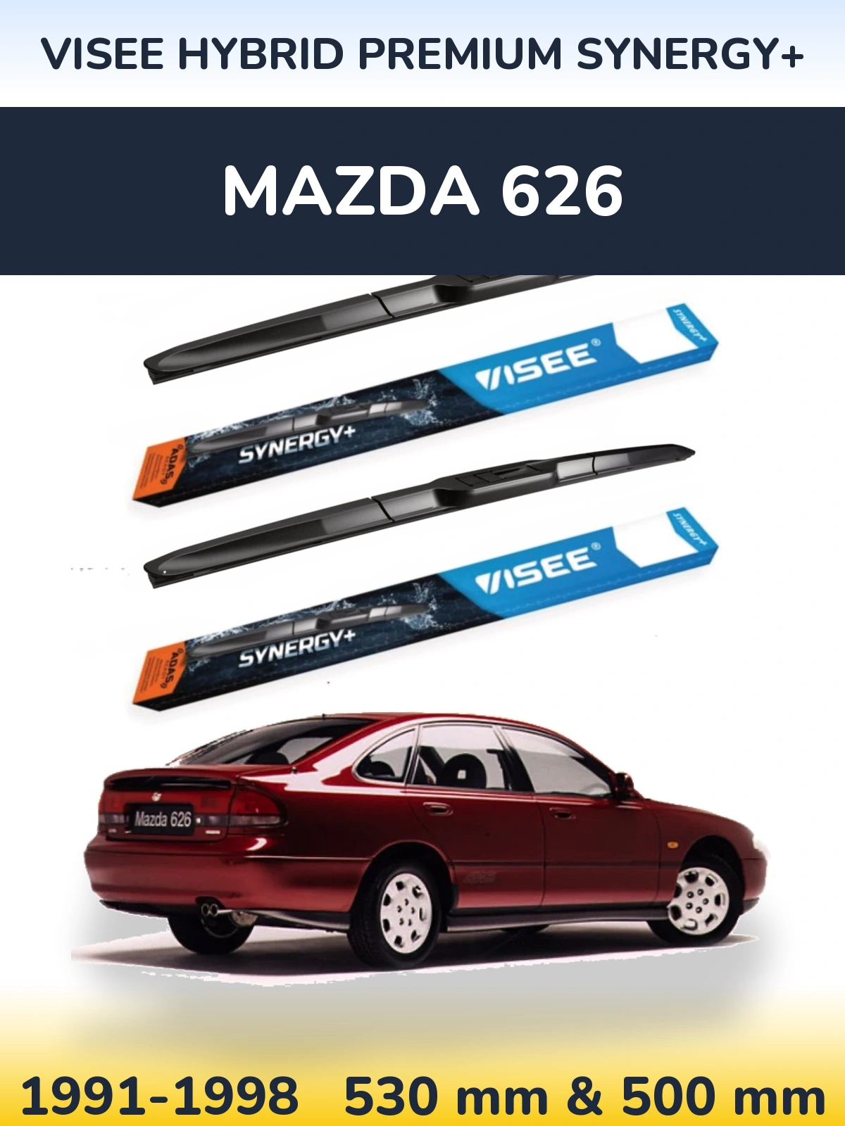 Комплект передних дворников VISEE HYBRID PREMIUM SYNERGY+ 530 & 500 мм для Mazda 626 1991-1998
