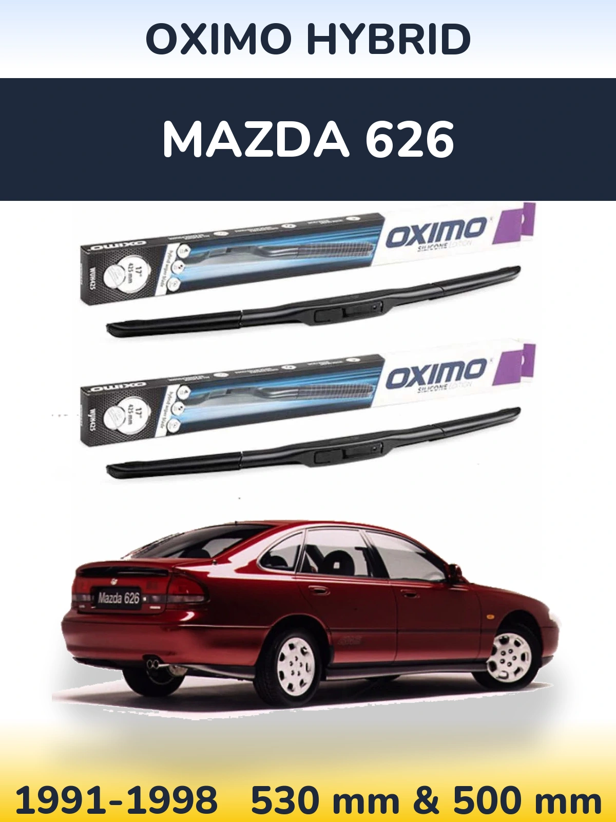 Комплект передних дворников Oximo Hybrid 530 & 500 мм для Mazda 626 1991-1998