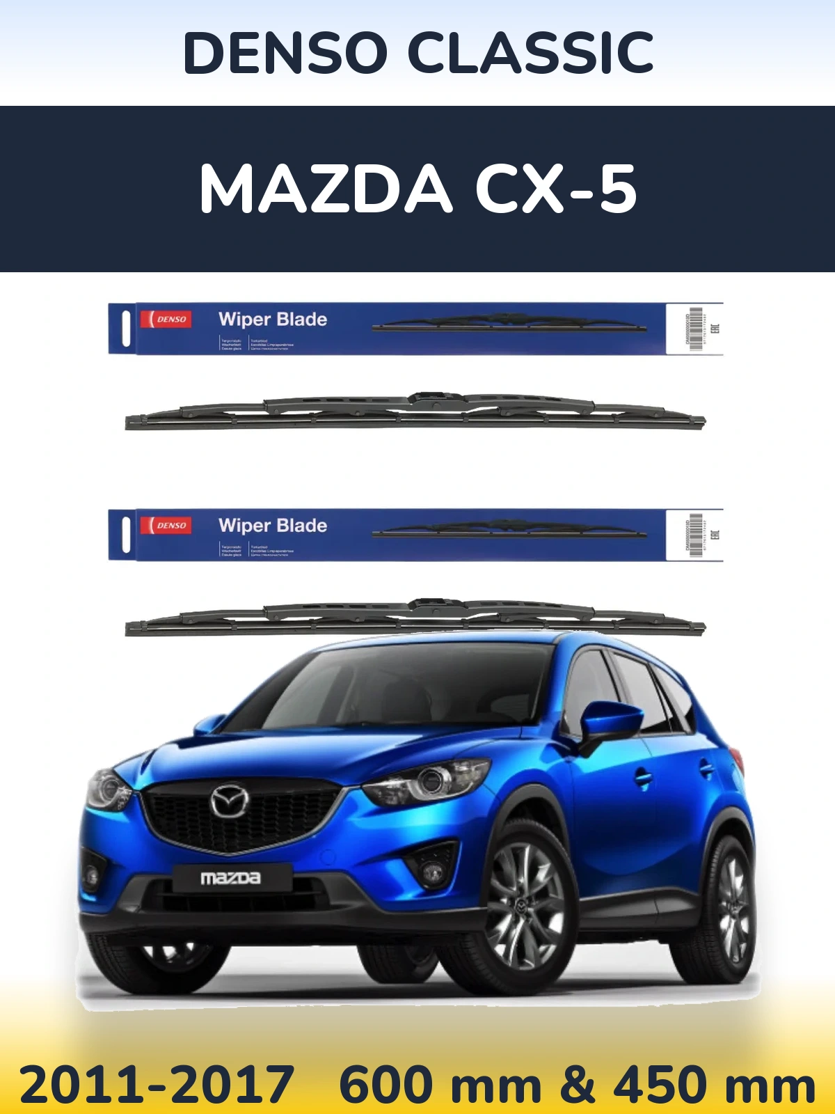 Front wiper blade set Denso Classic 600 & 450 mm for Mazda CX-5 2011-2017