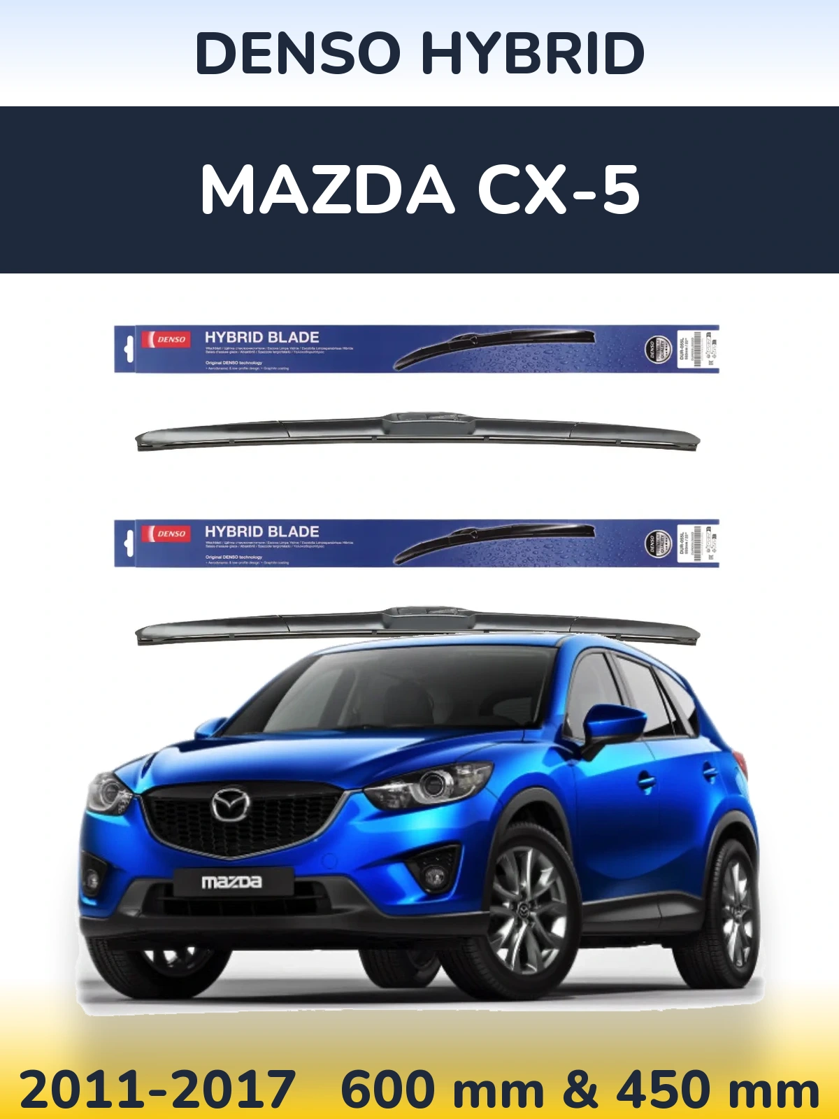 Komplet przednich wycieraczek Denso Hybrid 600 & 450 mm do Mazda CX-5 2011-2017