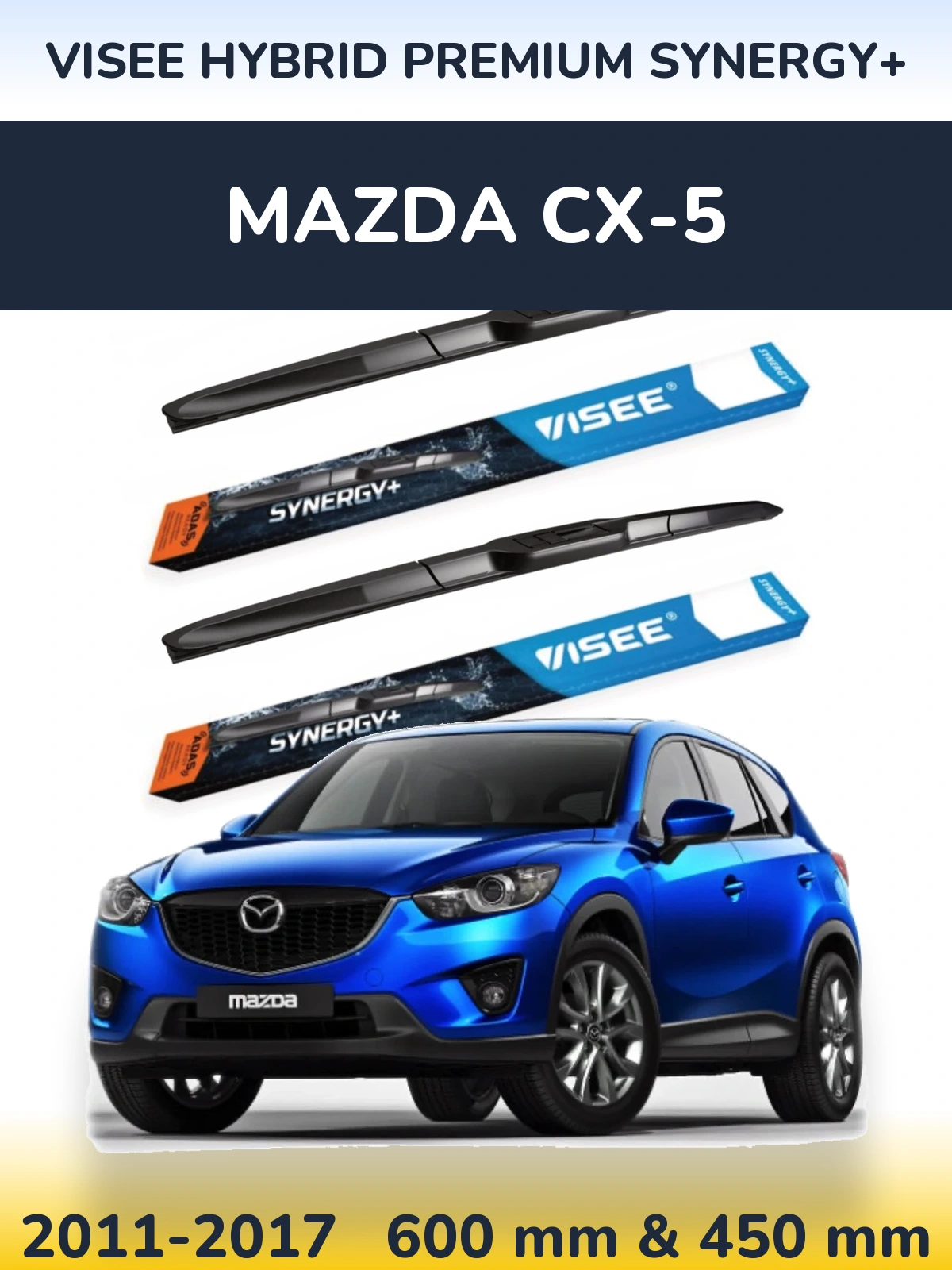 Komplet przednich wycieraczek VISEE HYBRID PREMIUM SYNERGY+ 600 & 450 mm do Mazda CX-5 2011-2017