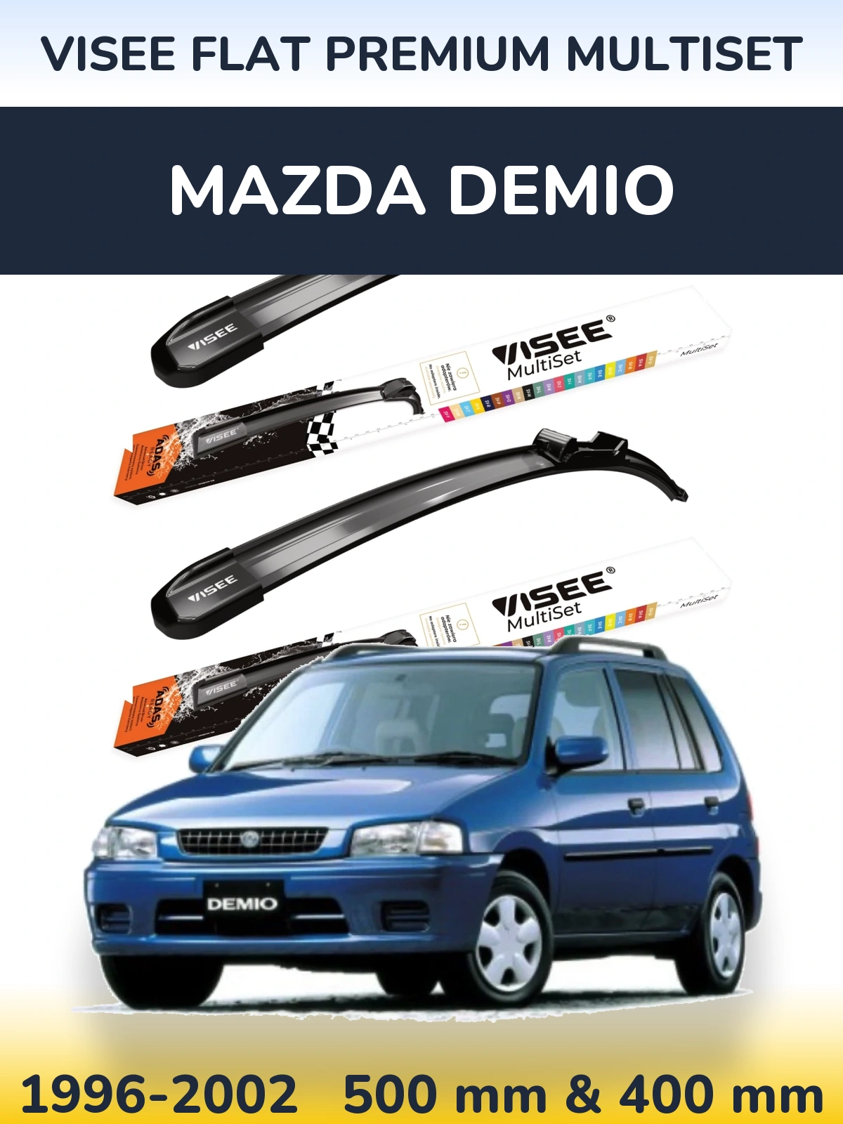 Комплект передних дворников VISEE FLAT PREMIUM MultiSet 500 & 400 мм для Mazda Demio 1996-2002