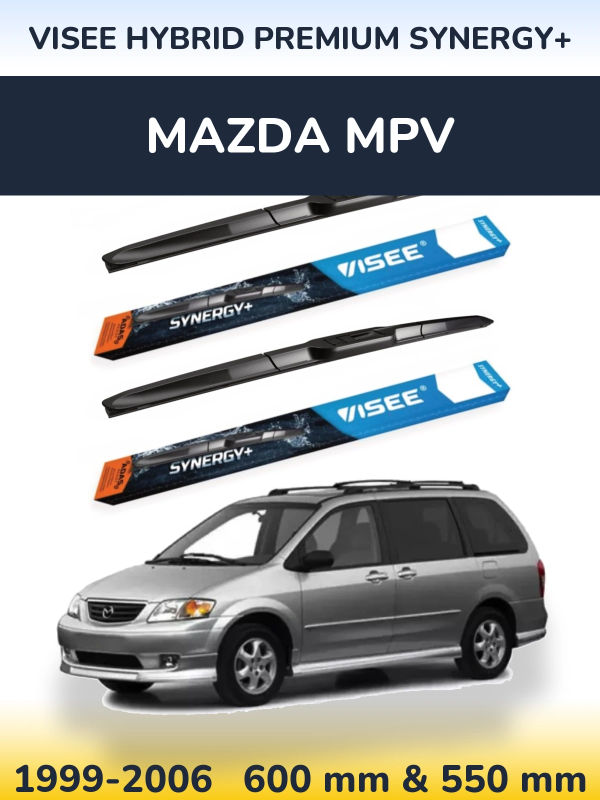Комплект передних дворников VISEE HYBRID PREMIUM SYNERGY+ 600 & 550 мм для Mazda MPV 1999-2006