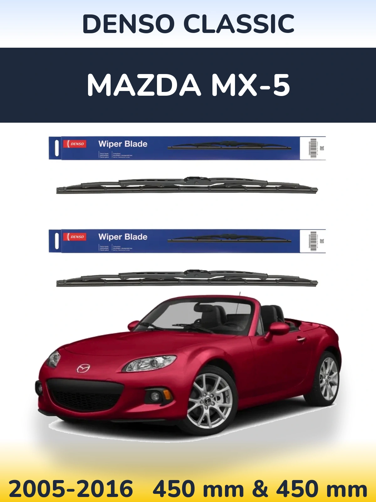 Komplet przednich wycieraczek Denso Classic 450 & 450 mm do Mazda MX-5 2005-2016