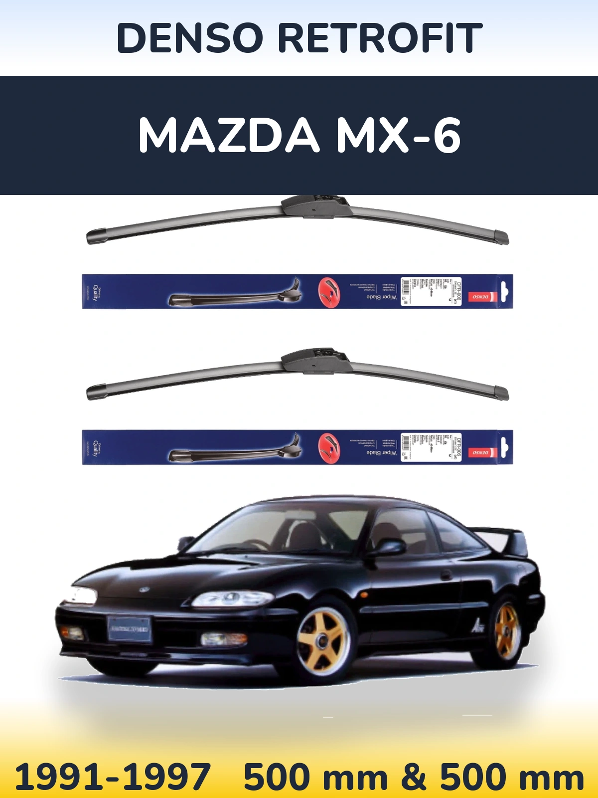 Комплект передних дворников Denso Retrofit 500 & 500 мм для Mazda MX-6 1991-1997