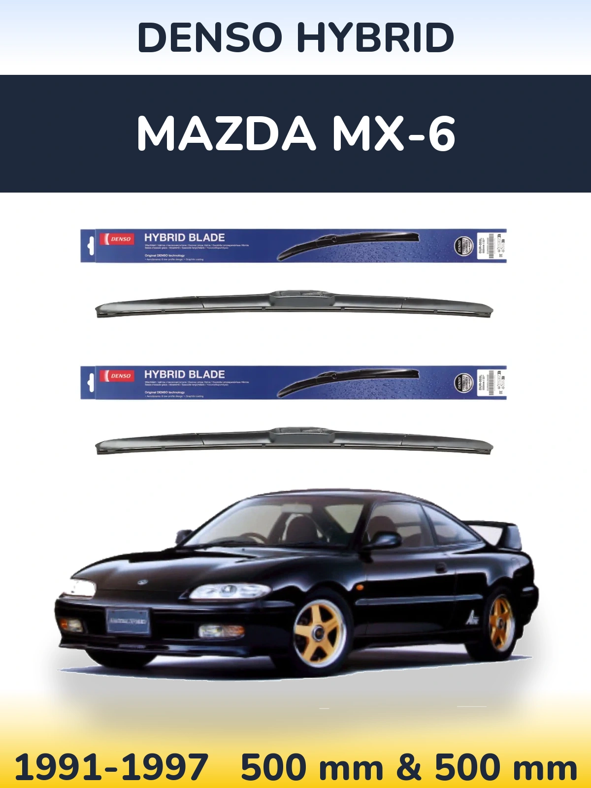 Komplet przednich wycieraczek Denso Hybrid 500 & 500 mm do Mazda MX-6 1991-1997