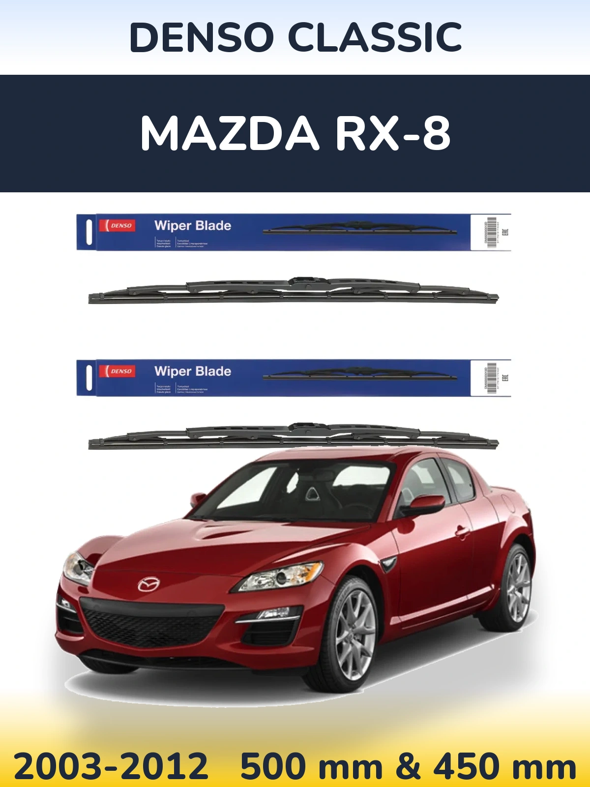 Komplet przednich wycieraczek Denso Classic 500 & 450 mm do Mazda RX-8 2003-2012