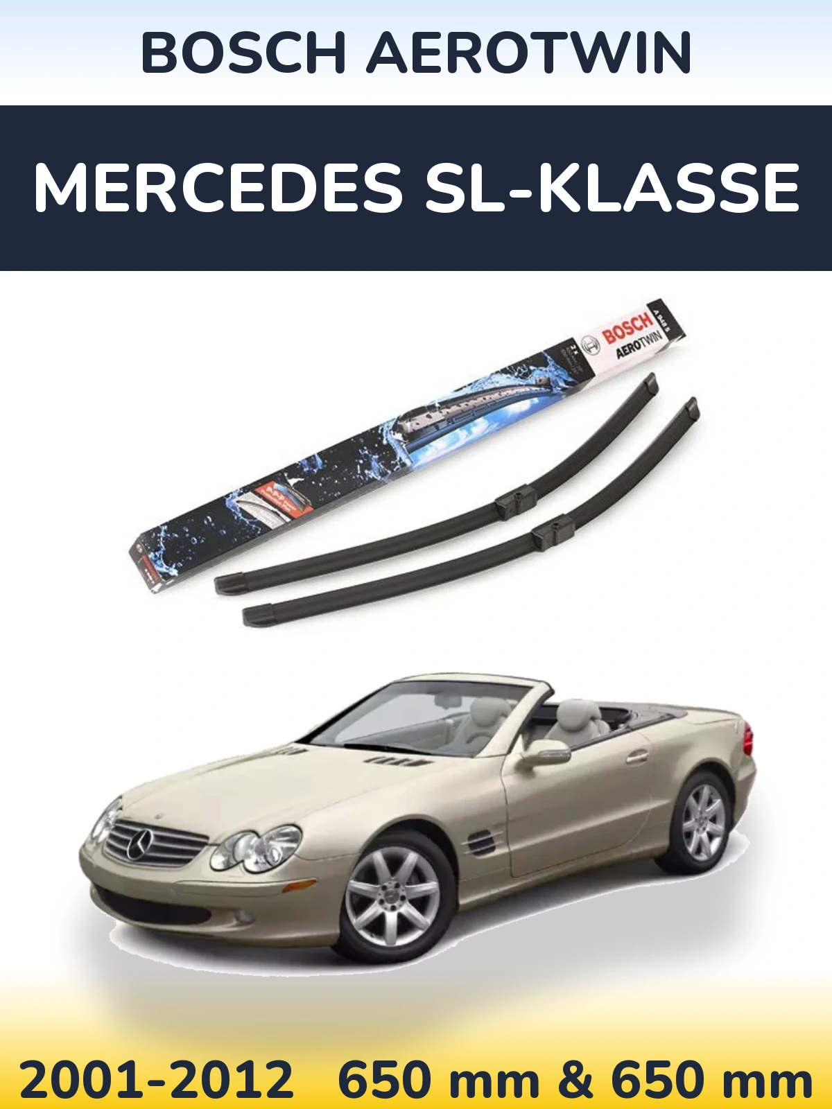 Komplet przednich wycieraczek BOSCH AeroTwin 650 & 650 mm do Mercedes SL-Klasse 2001-2012