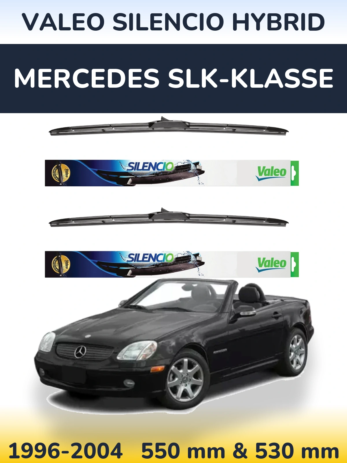 Комплект передних дворников Valeo Silencio Hybrid 550 & 530 мм для Mercedes SLK-Klasse 1996-2004