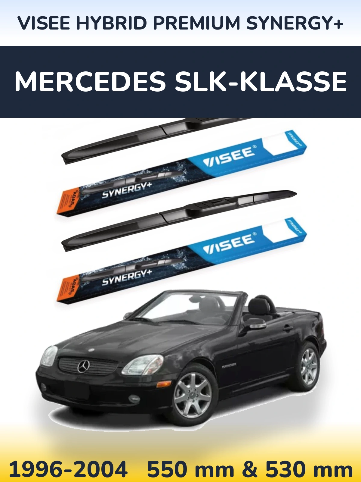 Front wiper blade set VISEE HYBRID PREMIUM SYNERGY+ 550 & 530 mm for Mercedes SLK-Klasse 1996-2004