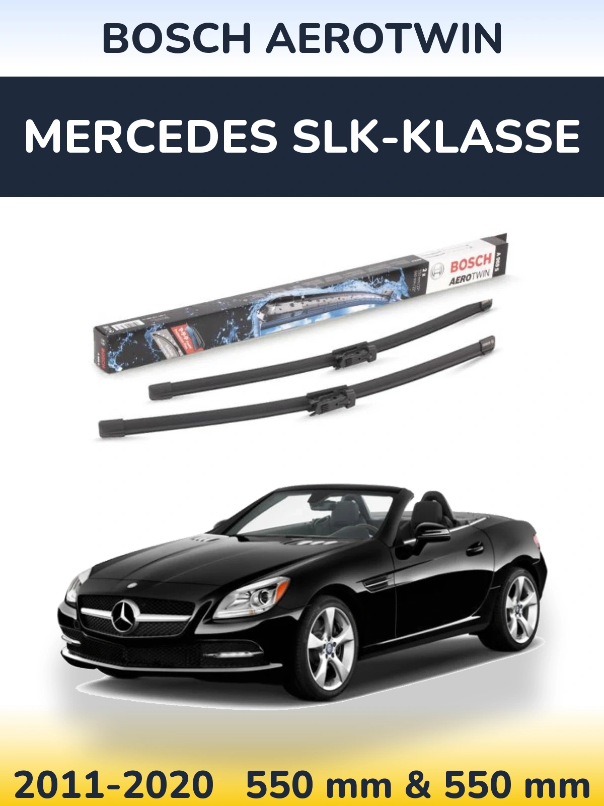 Komplet przednich wycieraczek BOSCH AeroTwin 550 & 550 mm do Mercedes SLK-Klasse 2011-2020