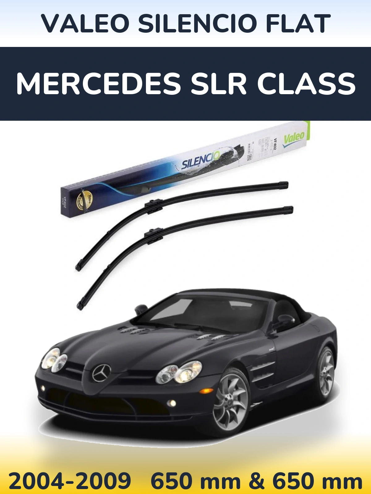 Комплект передних дворников Valeo Silencio Flat 650 & 650 мм для Mercedes SLR Class 2004-2009