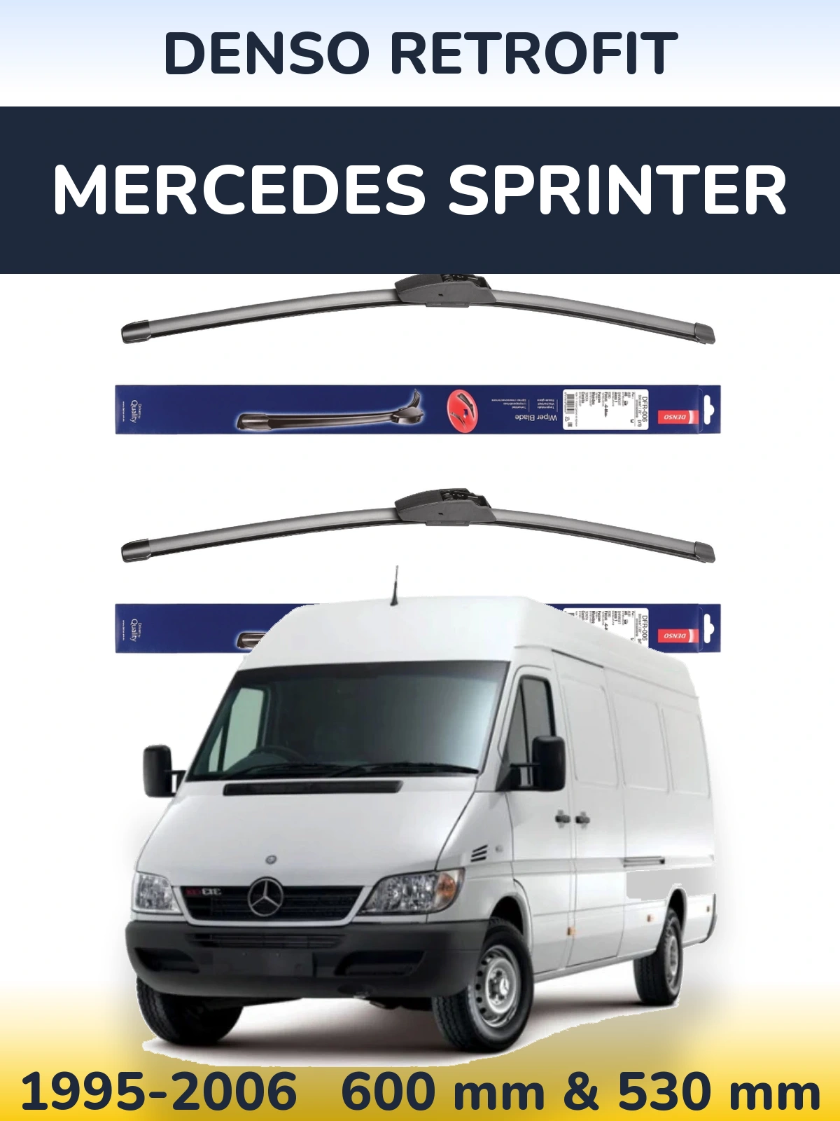 Komplet przednich wycieraczek Denso Retrofit 600 & 530 mm do Mercedes Sprinter 1995-2006