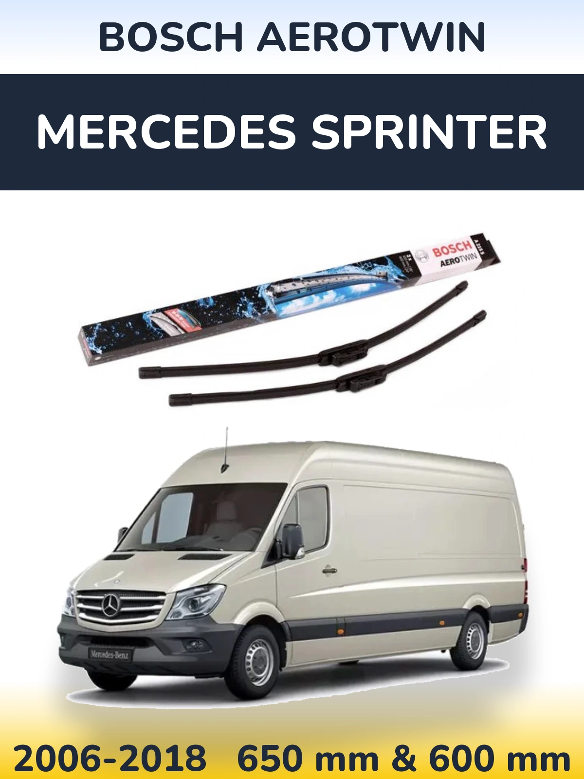 Komplet przednich wycieraczek BOSCH AeroTwin 650 & 600 mm do Mercedes Sprinter 2006-2018