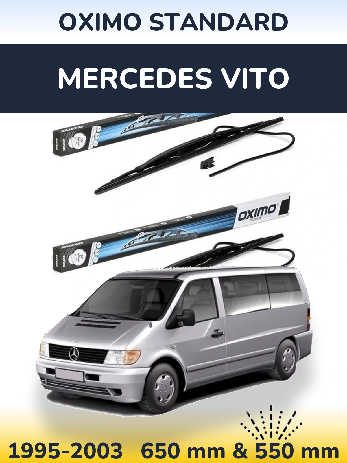 Komplet przednich wycieraczek Oximo Standard 650 & 550 mm do Mercedes Vito 1995-2003