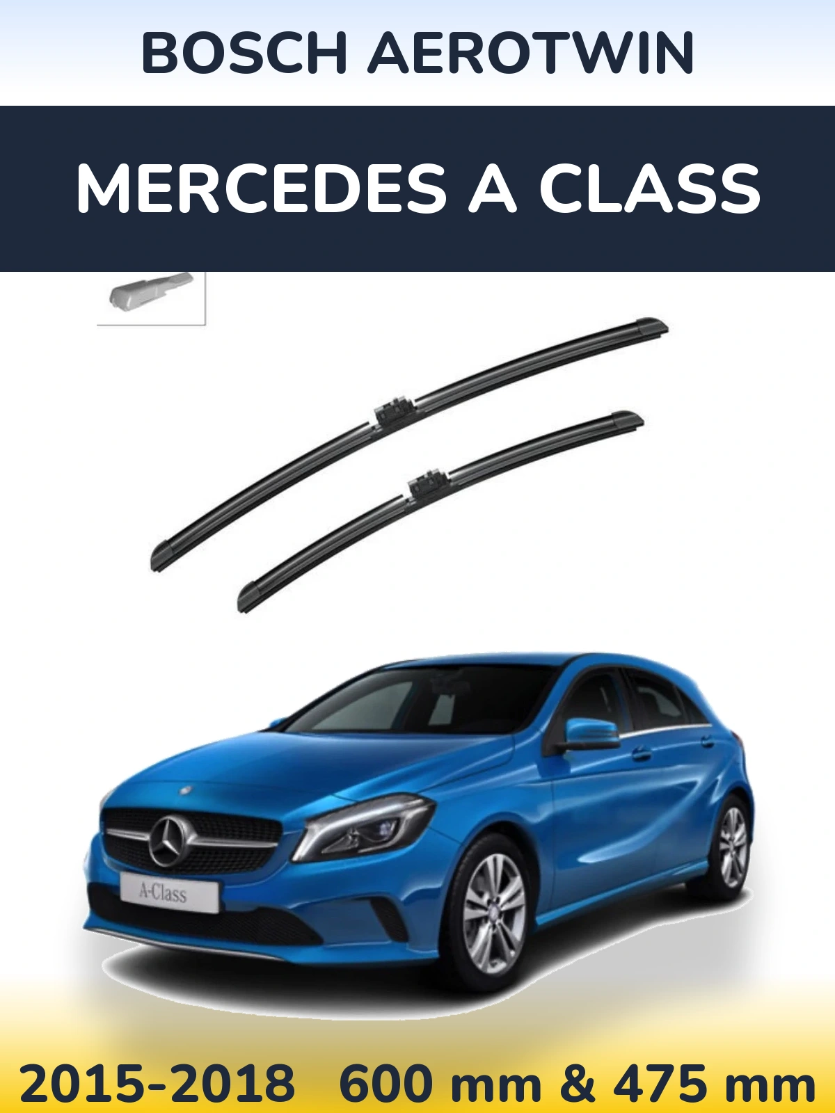 Komplet przednich wycieraczek BOSCH AeroTwin 600 & 475 mm do Mercedes Klasa A 2015-2018