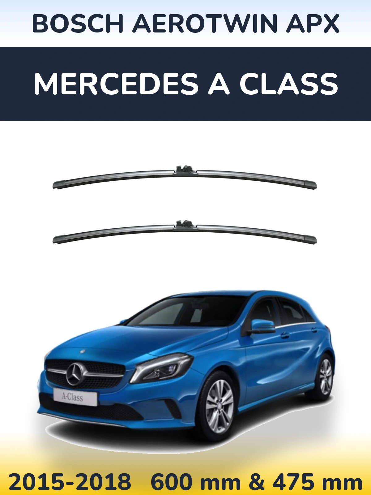 Komplet przednich wycieraczek BOSCH AeroTwin APX 600 & 475 mm do Mercedes Klasa A 2015-2018