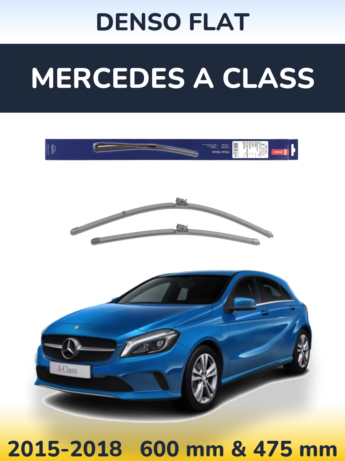 Komplet przednich wycieraczek Denso Flat 600 & 475 mm do Mercedes Klasa A 2015-2018
