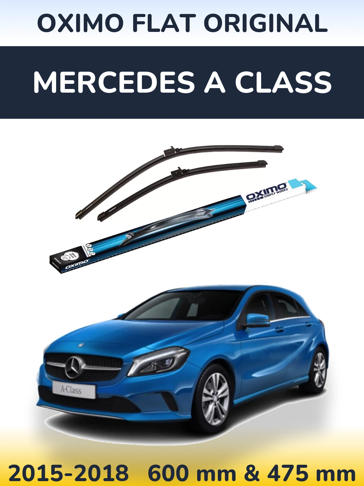 Komplet przednich wycieraczek Oximo Flat Original 600 & 475 mm do Mercedes Klasa A 2015-2018