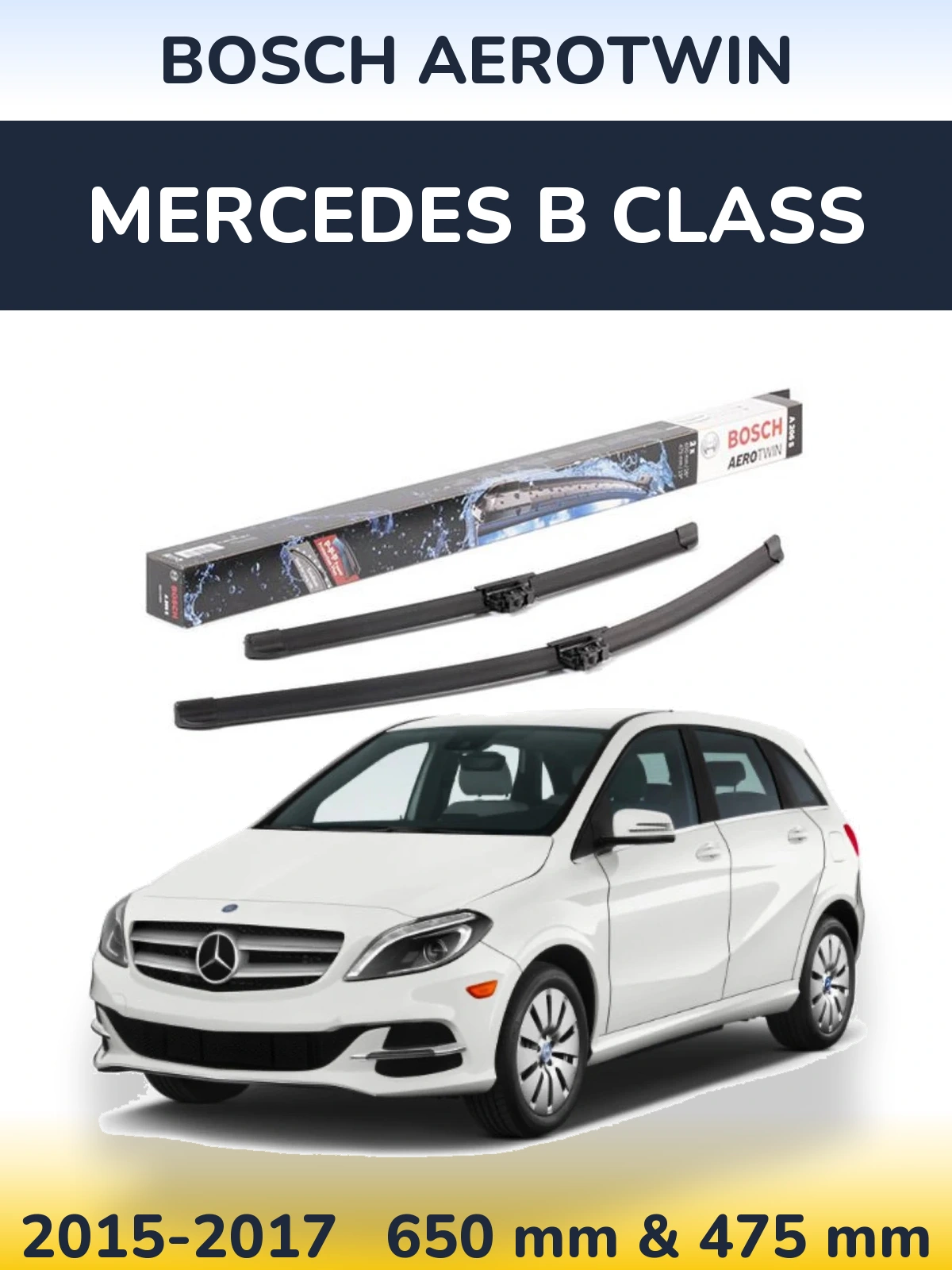 Komplet przednich wycieraczek BOSCH AeroTwin 650 & 475 mm do Mercedes Klasa B 2015-2017