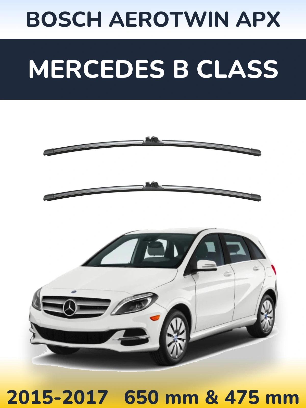 Komplet przednich wycieraczek BOSCH AeroTwin APX 650 & 475 mm do Mercedes Klasa B 2015-2017