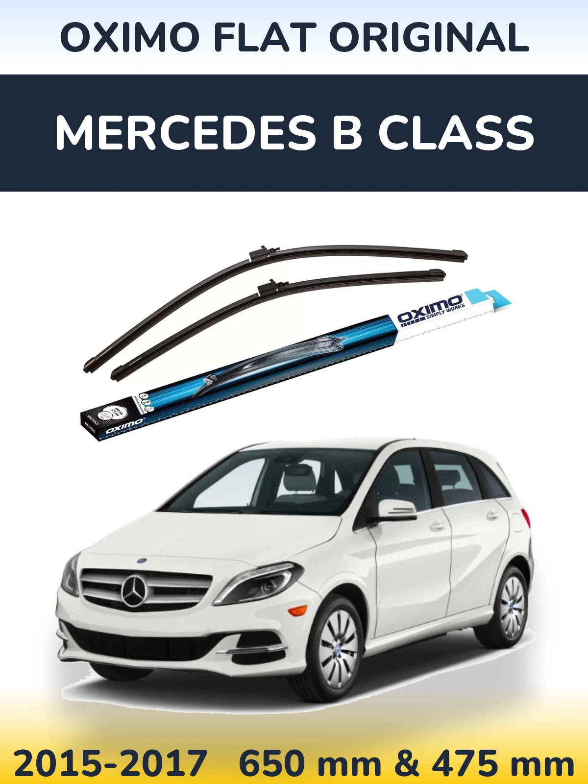 Komplet przednich wycieraczek Oximo Flat Original 650 & 475 mm do Mercedes Klasa B 2015-2017