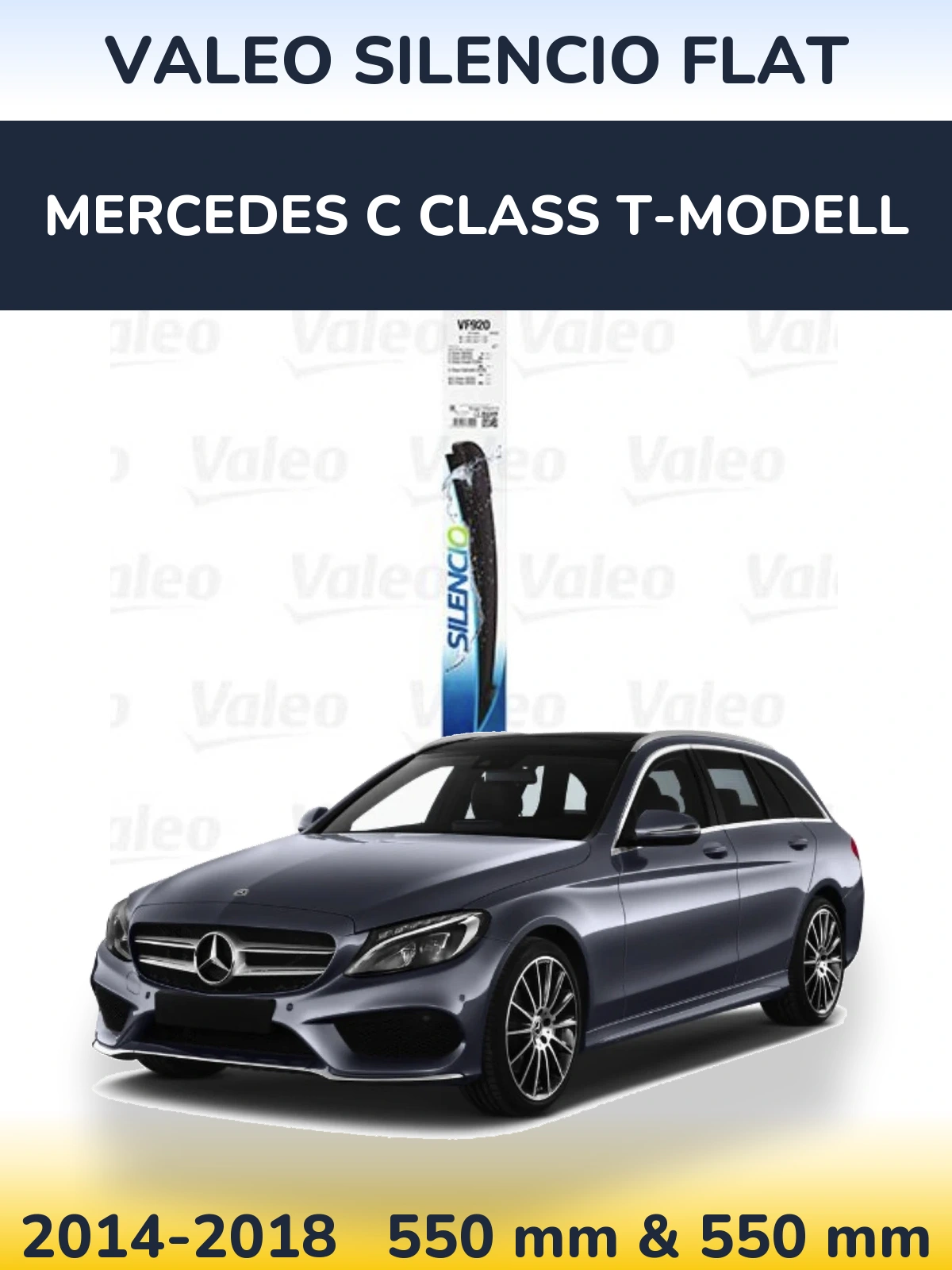 Komplet przednich wycieraczek Valeo Silencio Flat 550 & 550 mm do Mercedes Klasa C T-Modell 2014-2018