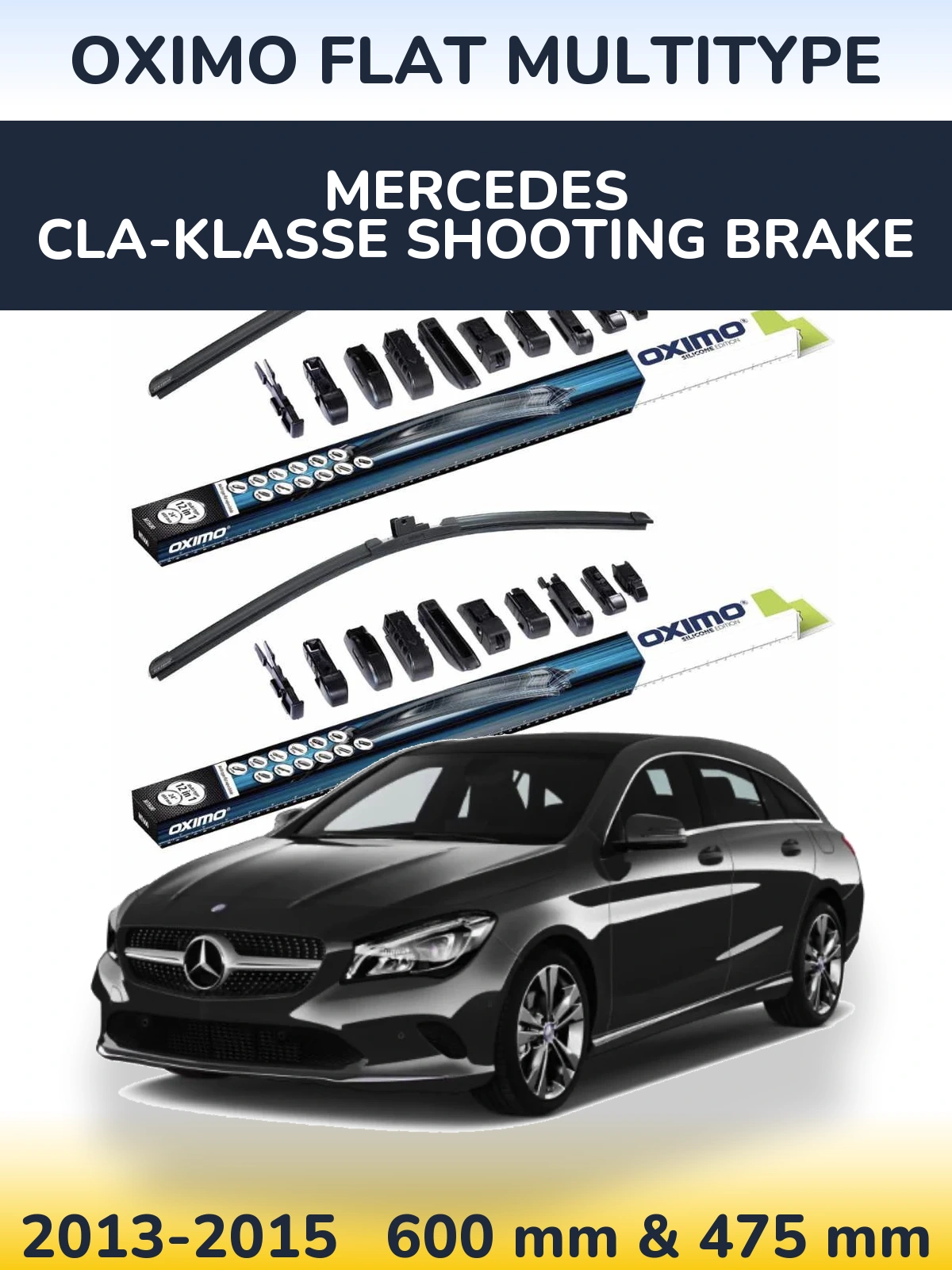 Komplet przednich wycieraczek Oximo Flat MultiType 600 & 475 mm do Mercedes CLA-Klasse Shooting Brake 2013-2015