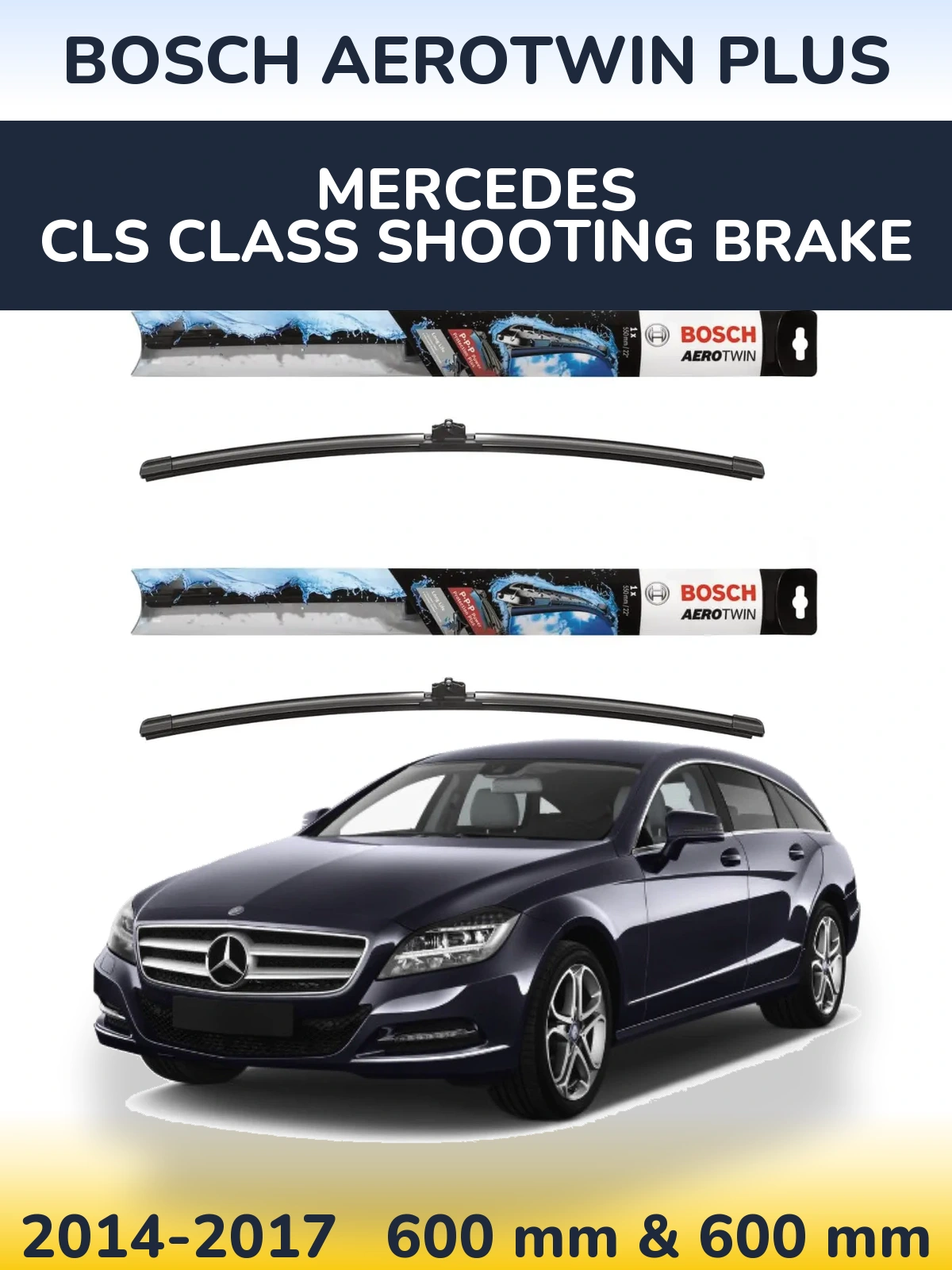 Komplet przednich wycieraczek BOSCH AeroTwin Plus 600 & 600 mm do Mercedes Klasa CLS Shooting Brake 2014-2017