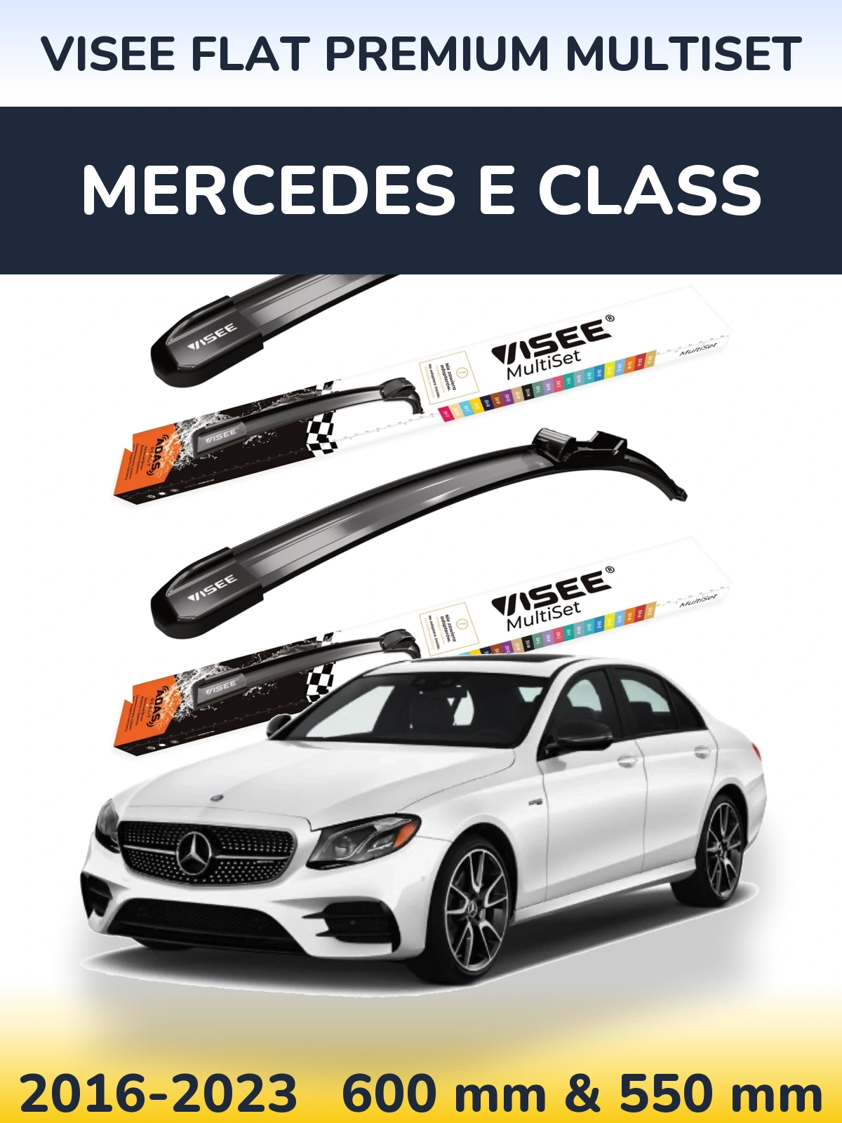 Komplet przednich wycieraczek VISEE FLAT PREMIUM MultiSet 600 & 550 mm do Mercedes Klasa E 2016-2023