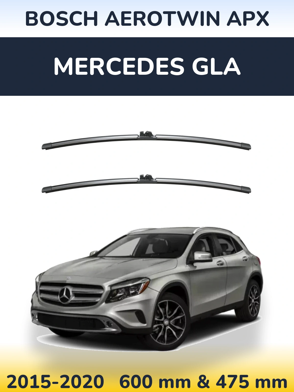 Komplet przednich wycieraczek BOSCH AeroTwin APX 600 & 475 mm do Mercedes GLA 2015-2020