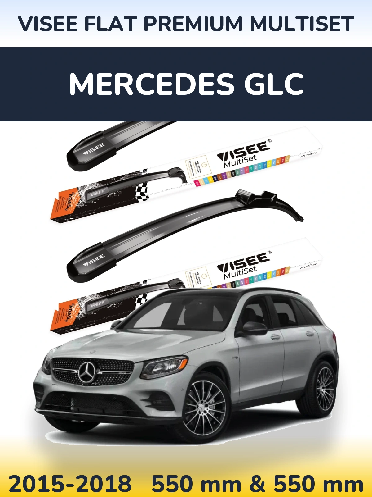 Komplet przednich wycieraczek VISEE FLAT PREMIUM MultiSet 550 & 550 mm do Mercedes GLC 2015-2018