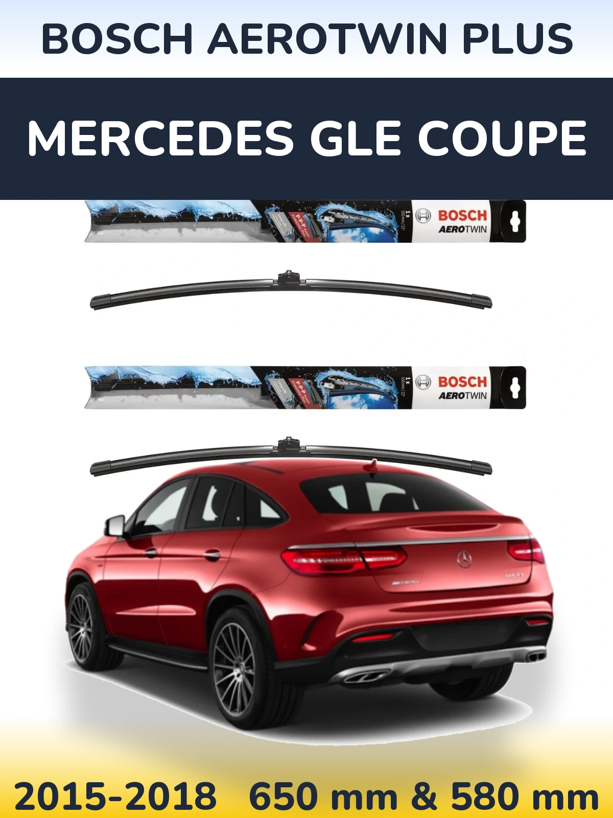 Komplet przednich wycieraczek BOSCH AeroTwin Plus 650 & 580 mm do Mercedes GLE Coupe 2015-2018
