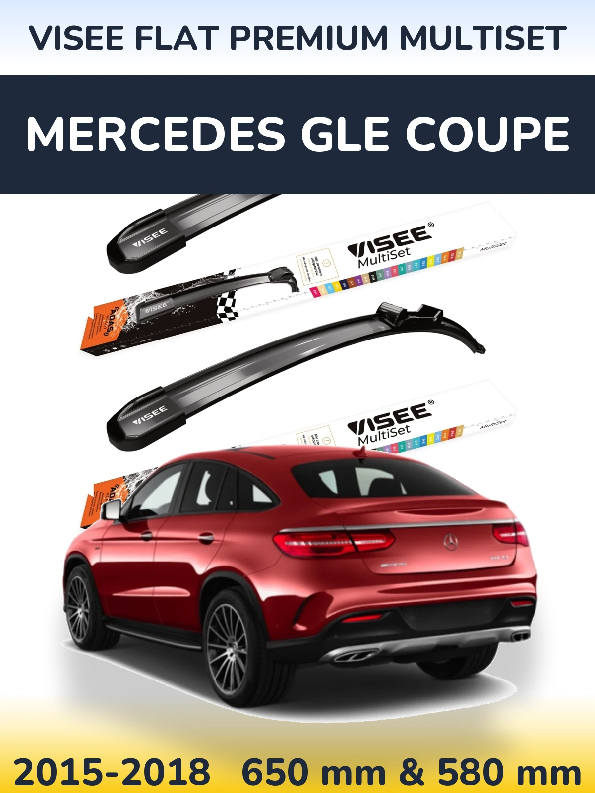 Komplet przednich wycieraczek VISEE FLAT PREMIUM MultiSet 650 & 580 mm do Mercedes GLE Coupe 2015-2018