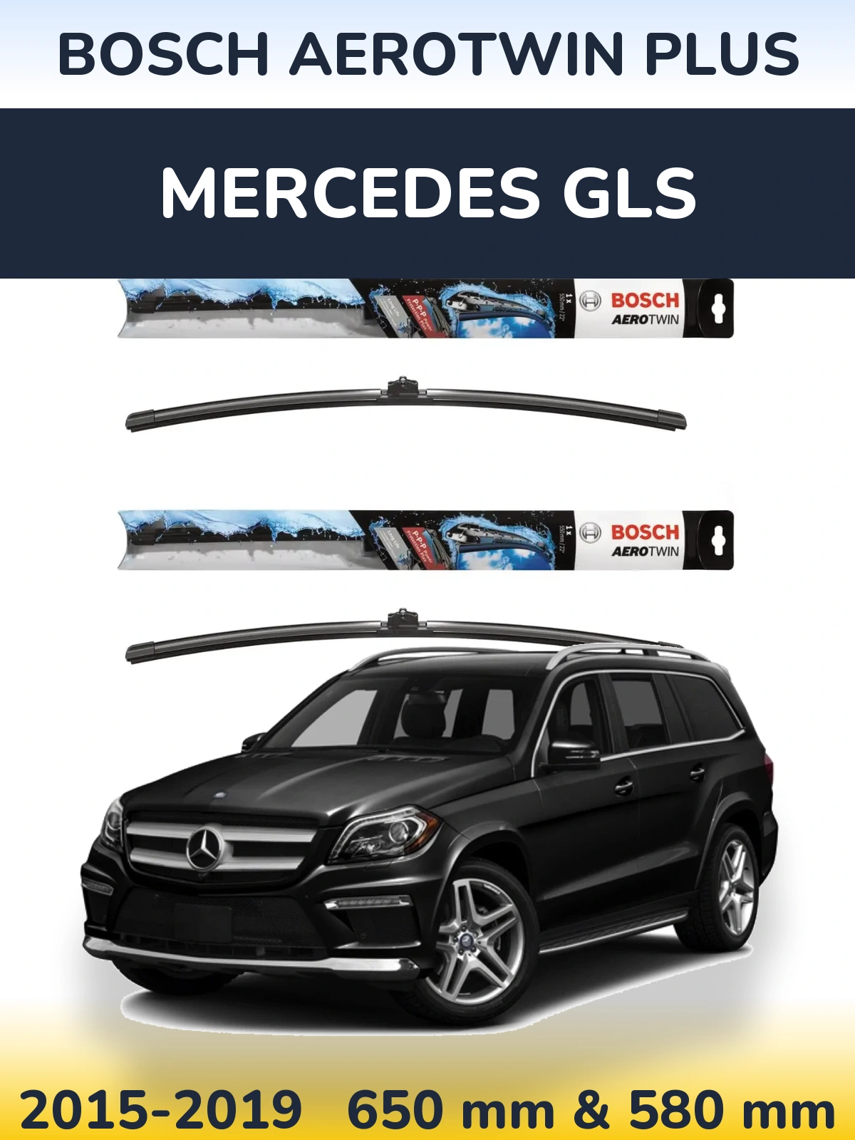 Komplet przednich wycieraczek BOSCH AeroTwin Plus 650 & 580 mm do Mercedes GLS 2015-2019