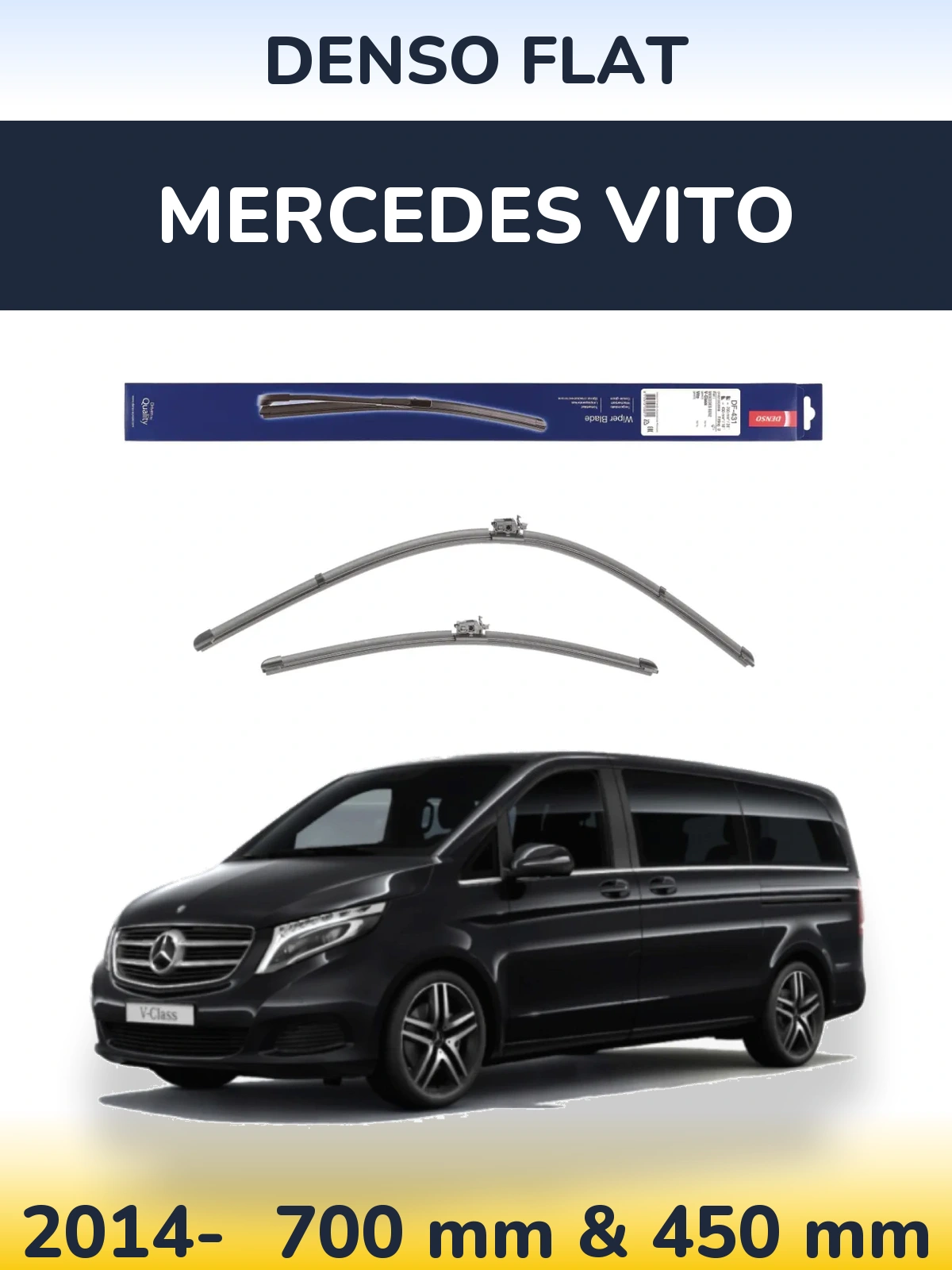 Komplet przednich wycieraczek Denso Flat 700 & 450 mm do Mercedes Vito 2014-2026