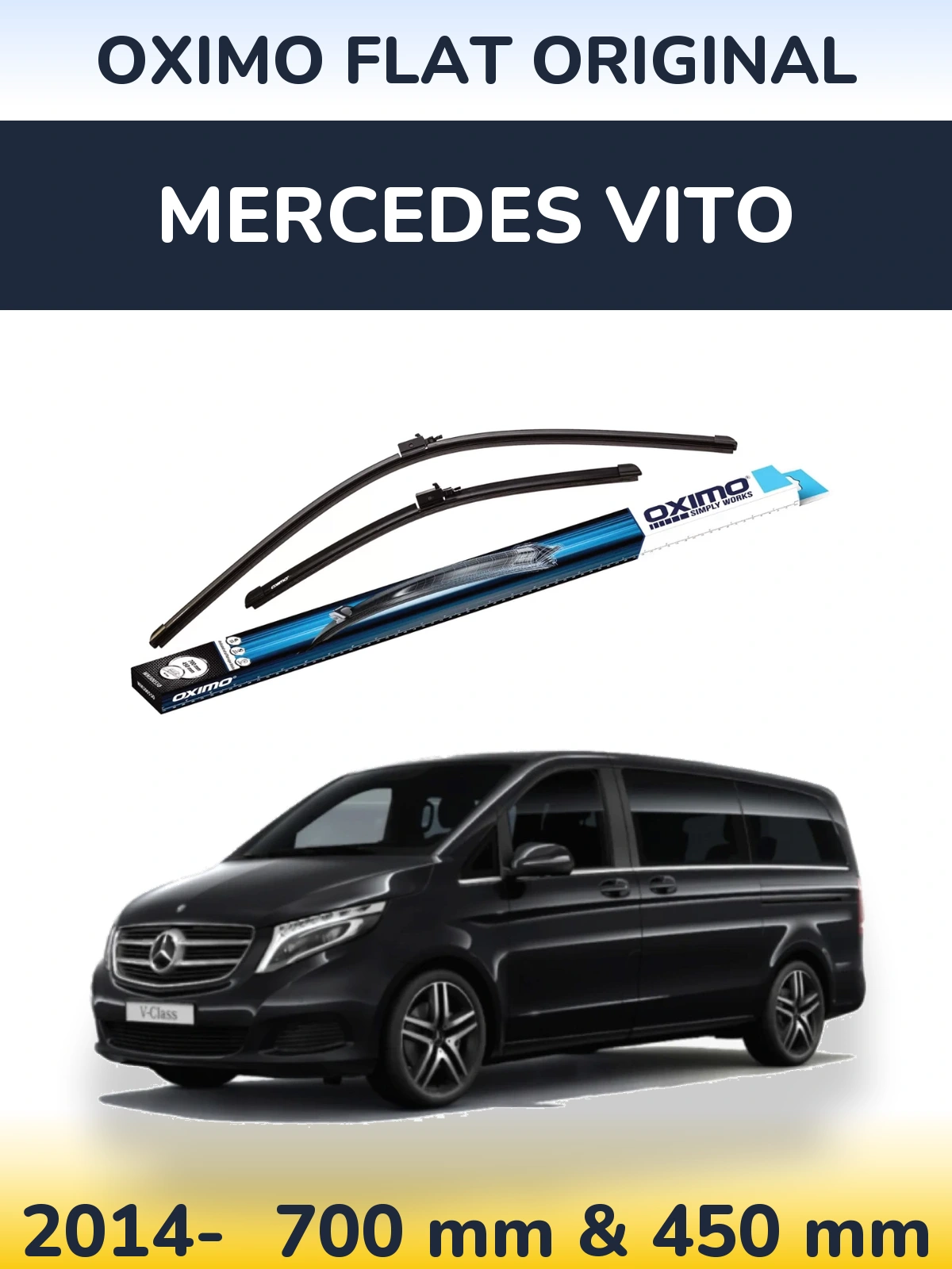 Komplet przednich wycieraczek Oximo Flat Original 700 & 450 mm do Mercedes Vito 2014-2026