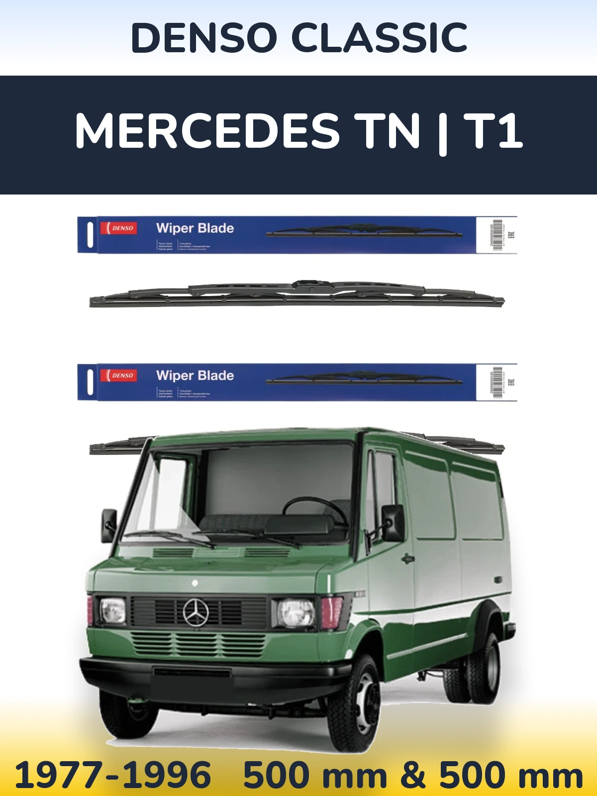 Комплект передних дворников Denso Classic 500 & 500 мм для Mercedes TN | T1 1977-1996