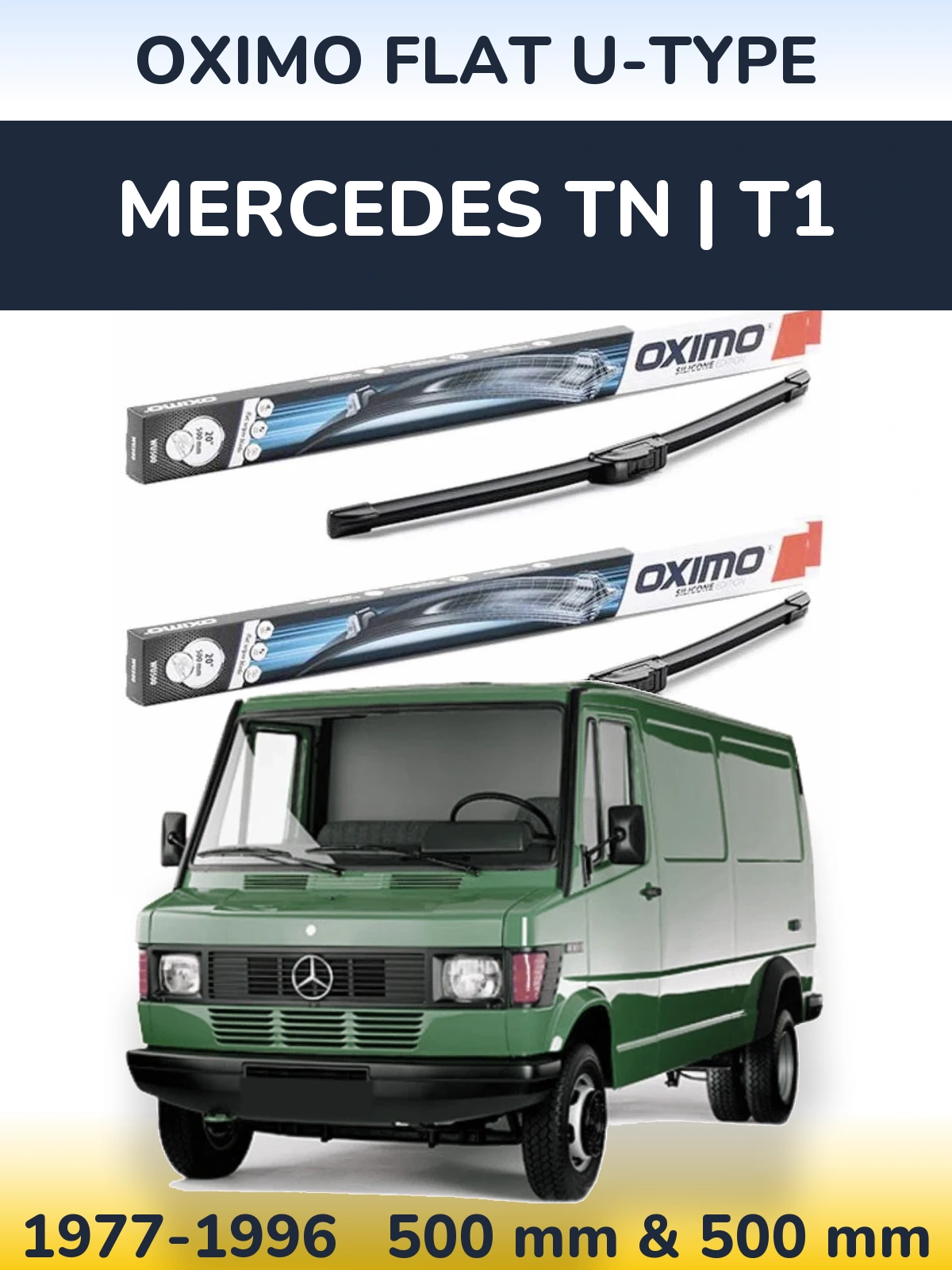 Комплект передних дворников Oximo Flat U-type 500 & 500 мм для Mercedes TN | T1 1977-1996