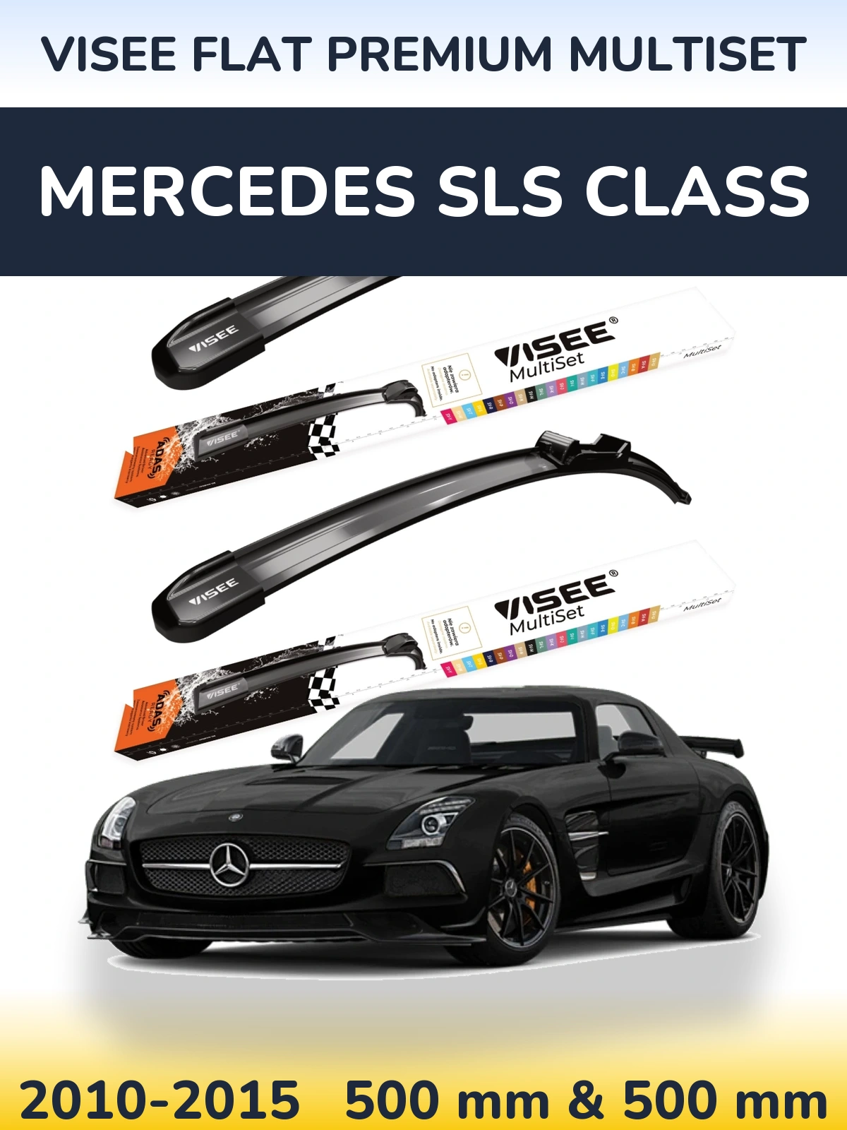 Komplet przednich wycieraczek VISEE FLAT PREMIUM MultiSet 500 & 500 mm do Mercedes Klasa SLS 2010-2015
