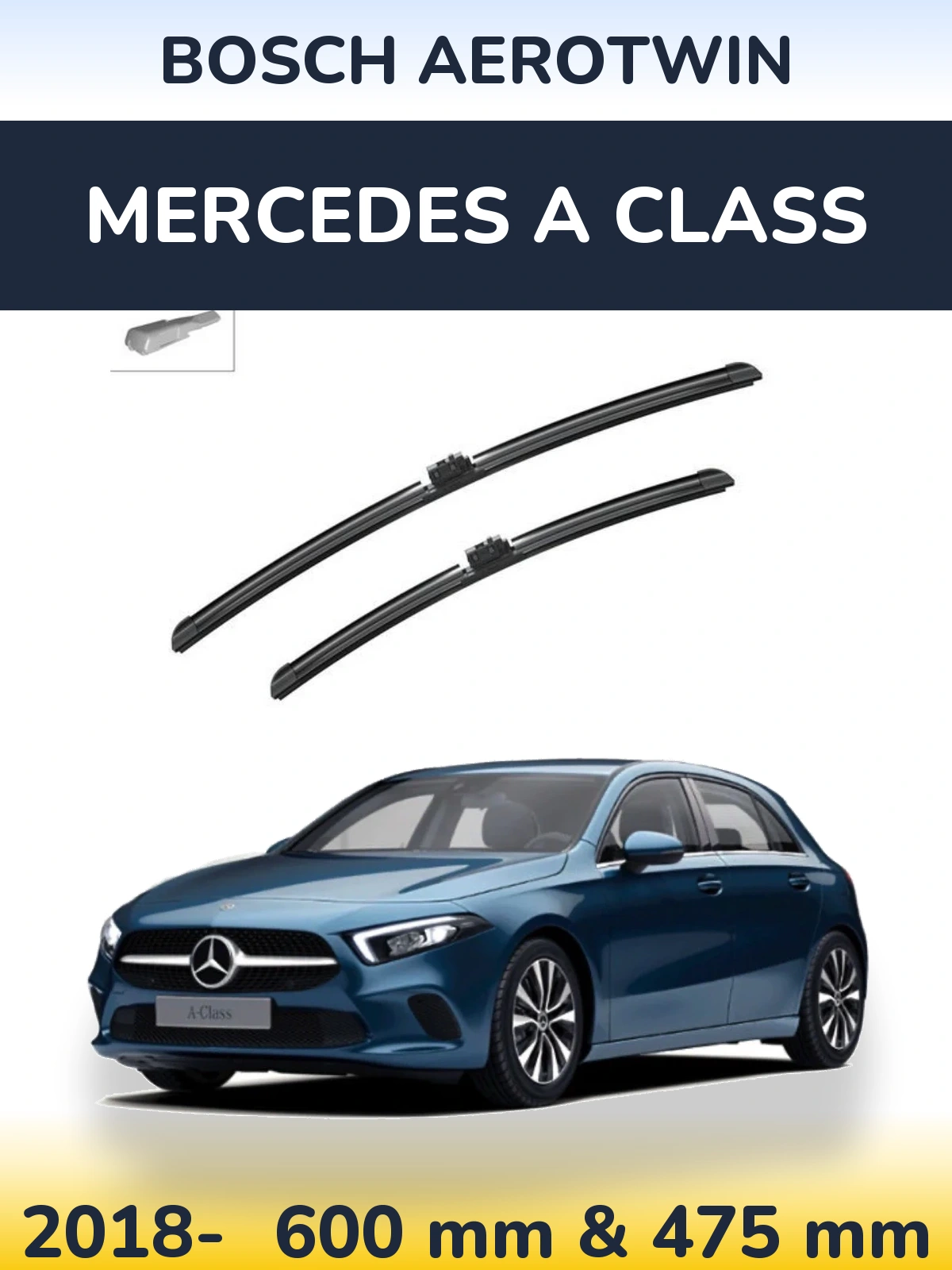 Komplet przednich wycieraczek BOSCH AeroTwin 600 & 475 mm do Mercedes Klasa A 2018-2026