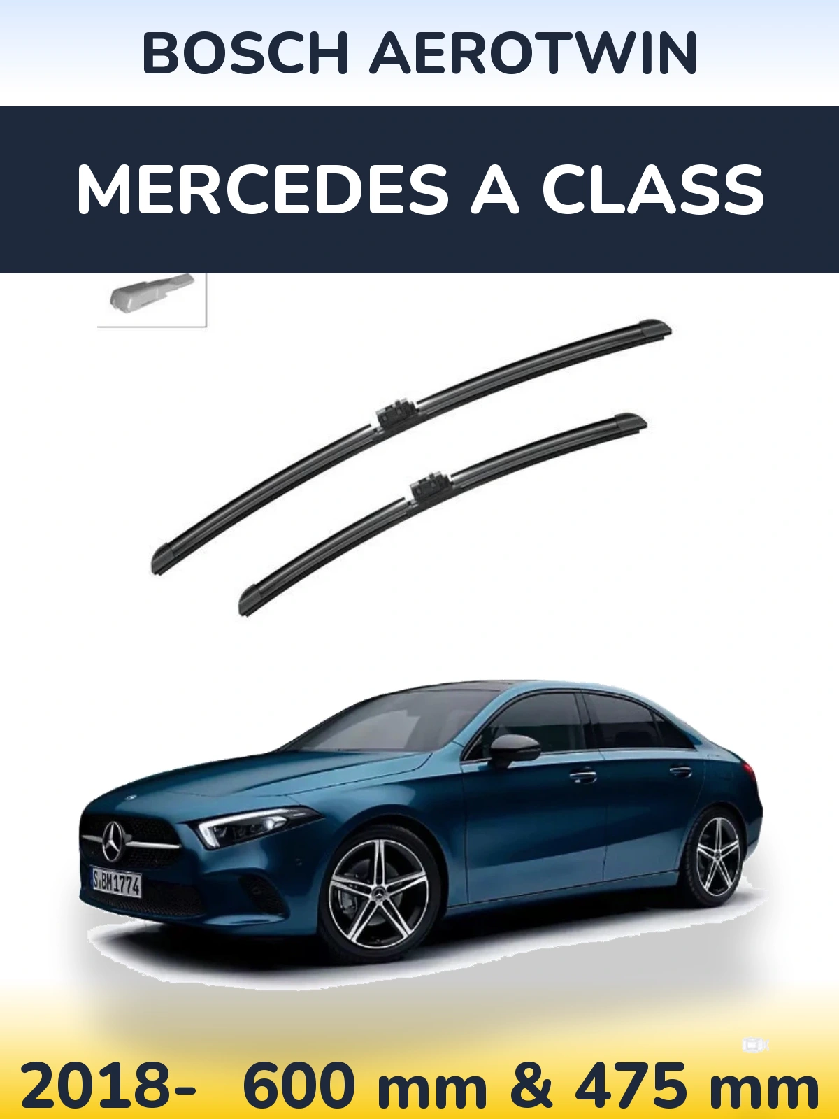 Komplet przednich wycieraczek BOSCH AeroTwin 600 & 475 mm do Mercedes Klasa A 2018-2026