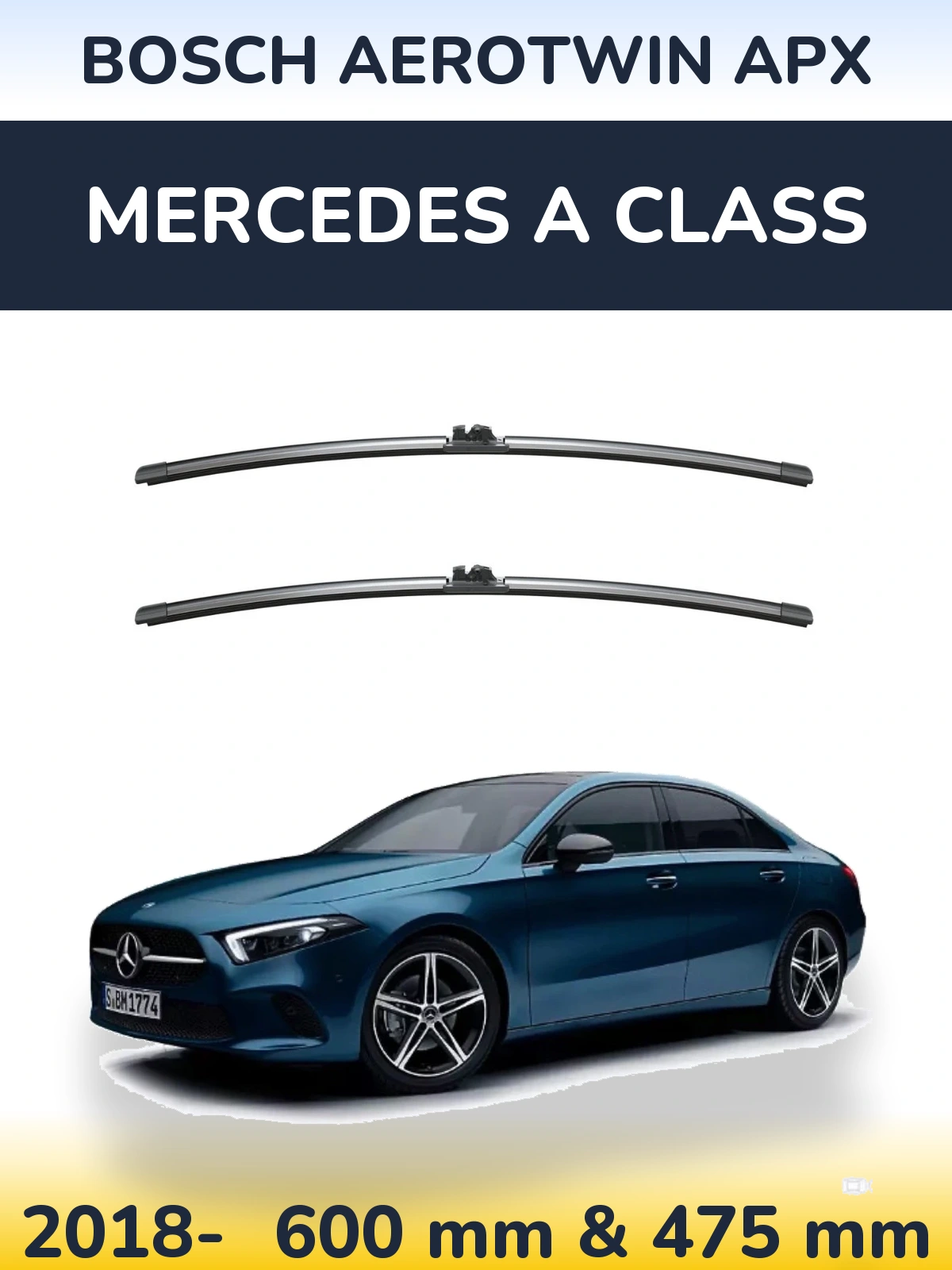 Komplet przednich wycieraczek BOSCH AeroTwin APX 600 & 475 mm do Mercedes Klasa A 2018-2026