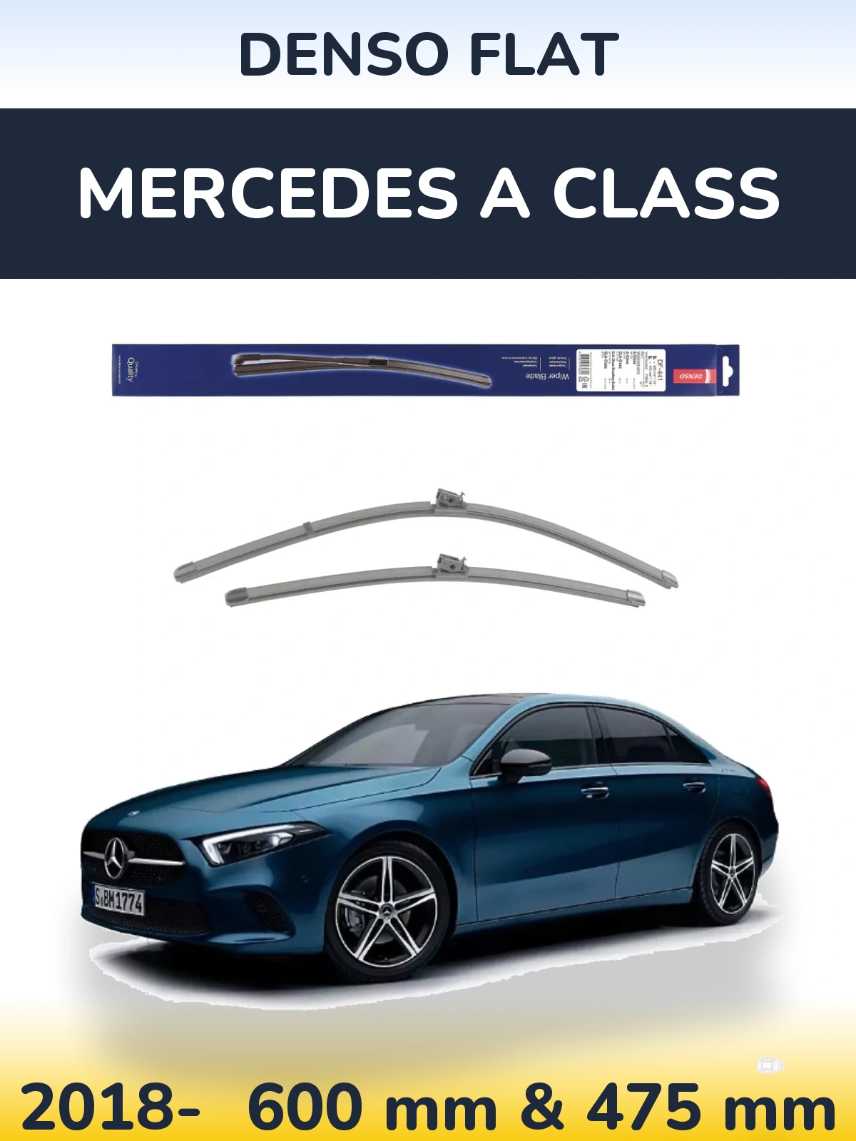 Komplet przednich wycieraczek Denso Flat 600 & 475 mm do Mercedes Klasa A 2018-2026
