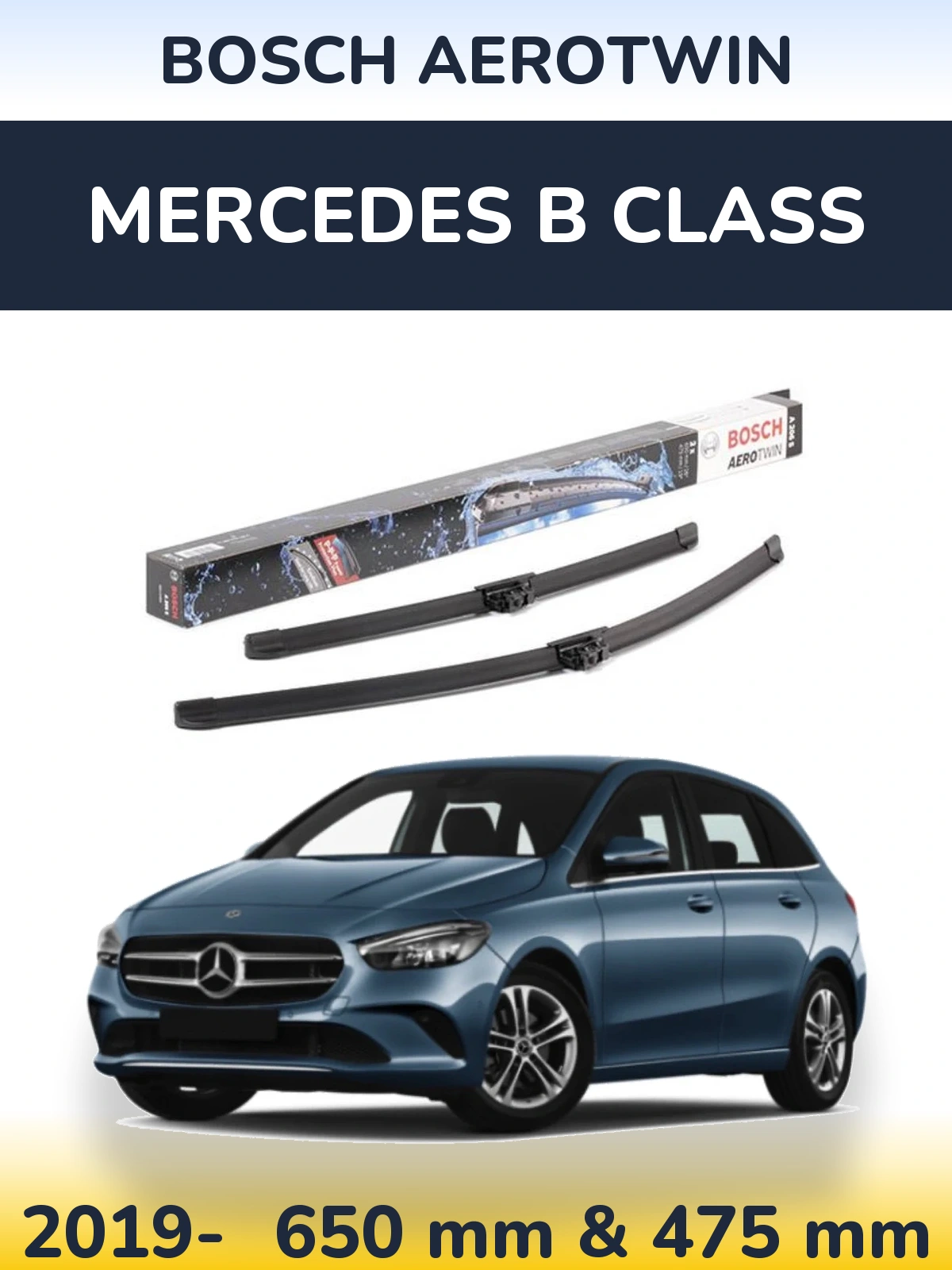 Komplet przednich wycieraczek BOSCH AeroTwin 650 & 475 mm do Mercedes Klasa B 2019-2026