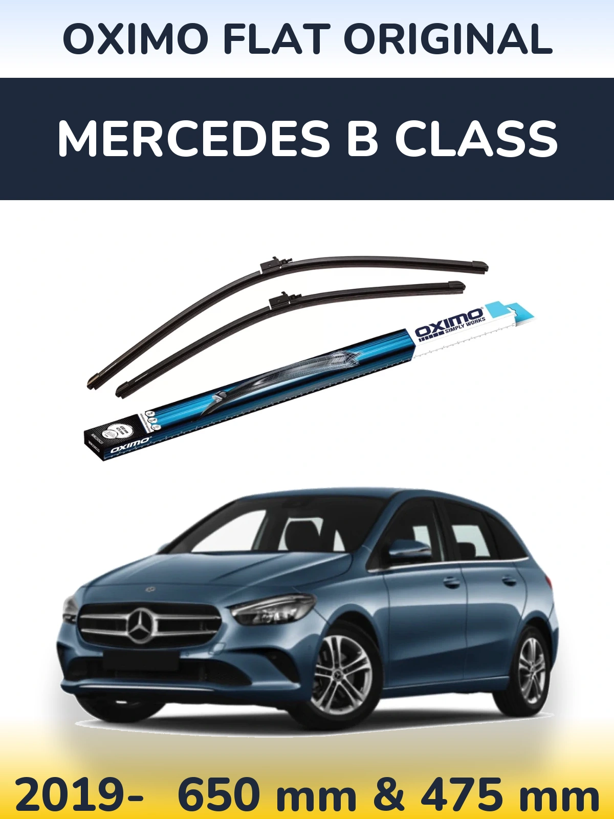 Komplet przednich wycieraczek Oximo Flat Original 650 & 475 mm do Mercedes Klasa B 2019-2026