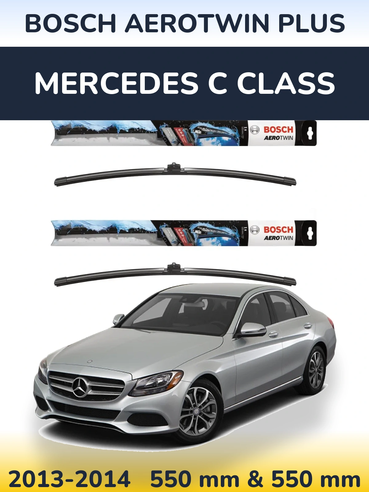 Komplet przednich wycieraczek BOSCH AeroTwin Plus 550 & 550 mm do Mercedes Klasa C 2013-2014