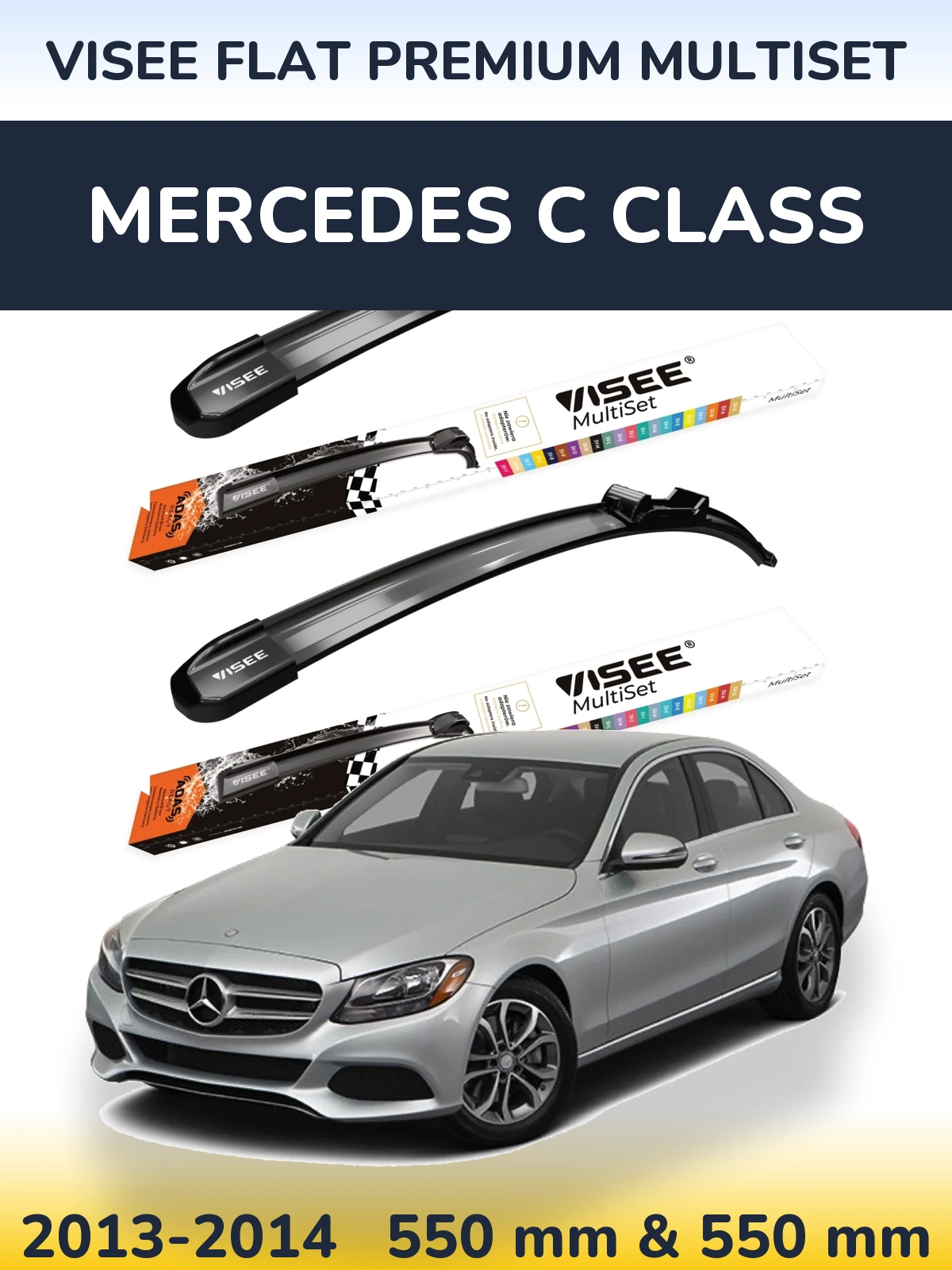 Komplet przednich wycieraczek VISEE FLAT PREMIUM MultiSet 550 & 550 mm do Mercedes Klasa C 2013-2014